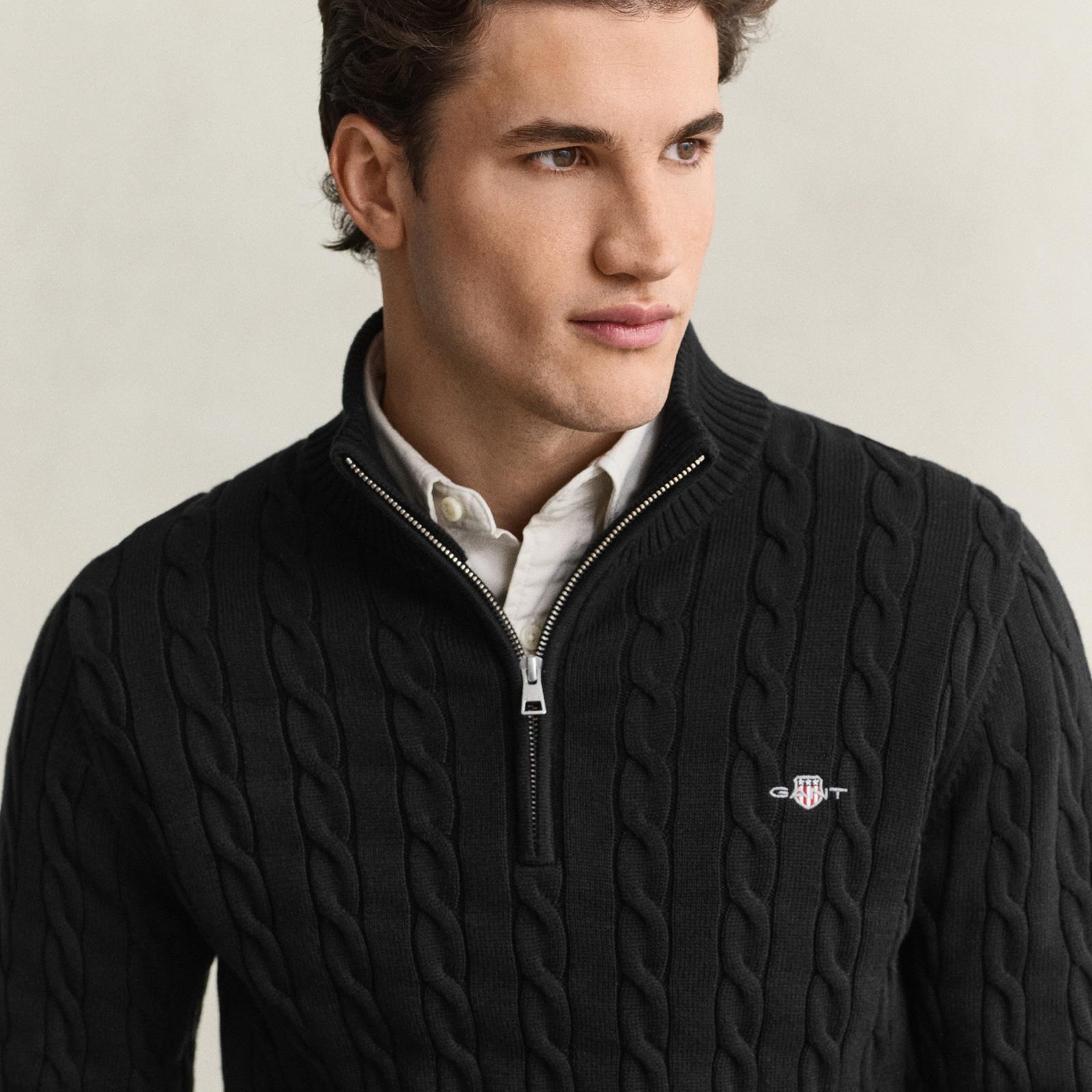 GANT Erkek Siyah Regular Fit Örgü Kazak