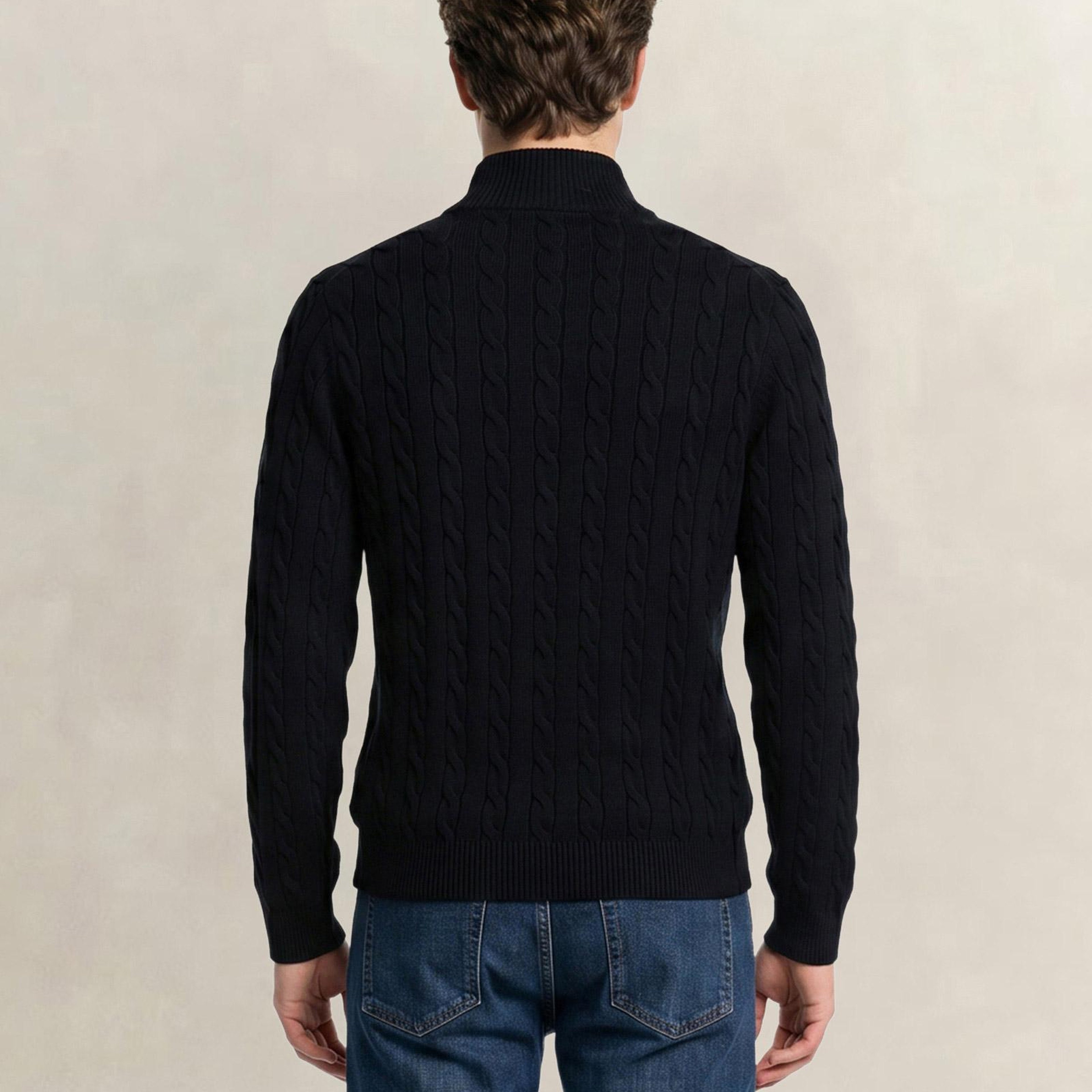GANT Erkek Siyah Regular Fit Örgü Kazak