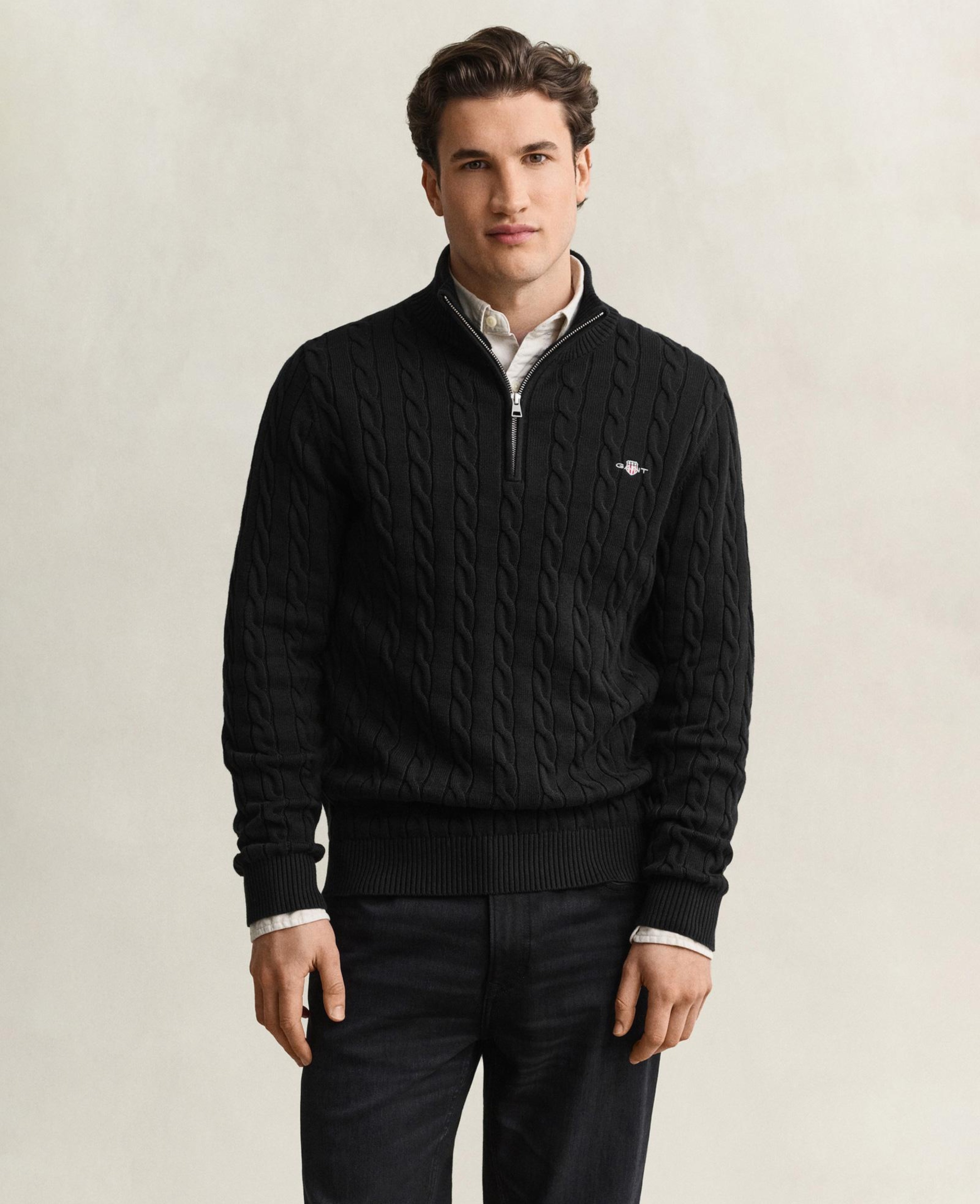 GANT Erkek Siyah Regular Fit Örgü Kazak