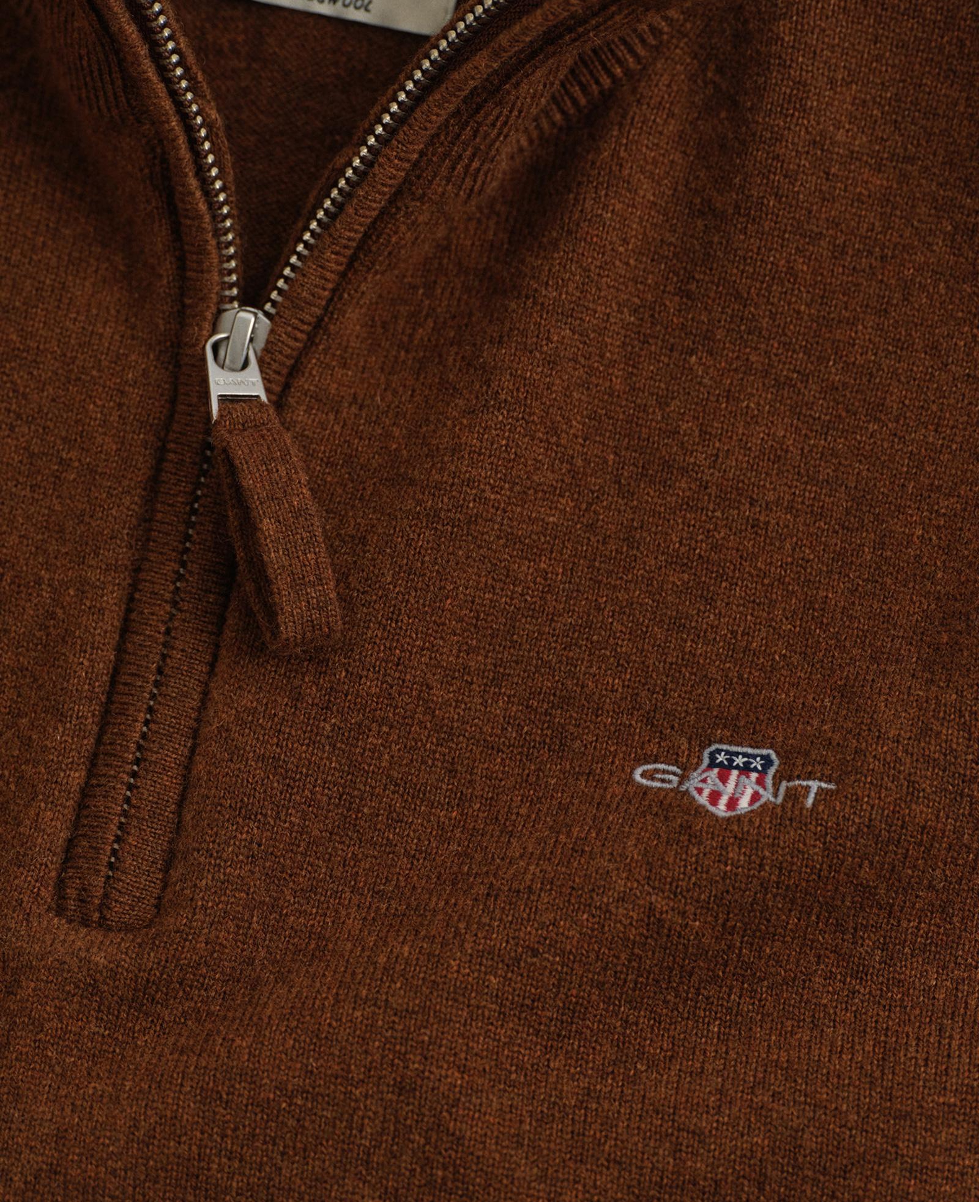 GANT Erkek Kahverengi Regular Fit Yarım Fermuarlı Yün Kazak