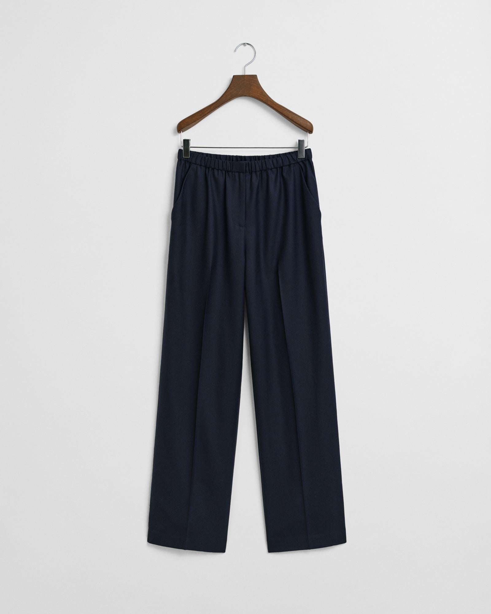 GANT Kadın Lacivert Relaxed Fit Yün Pantolon