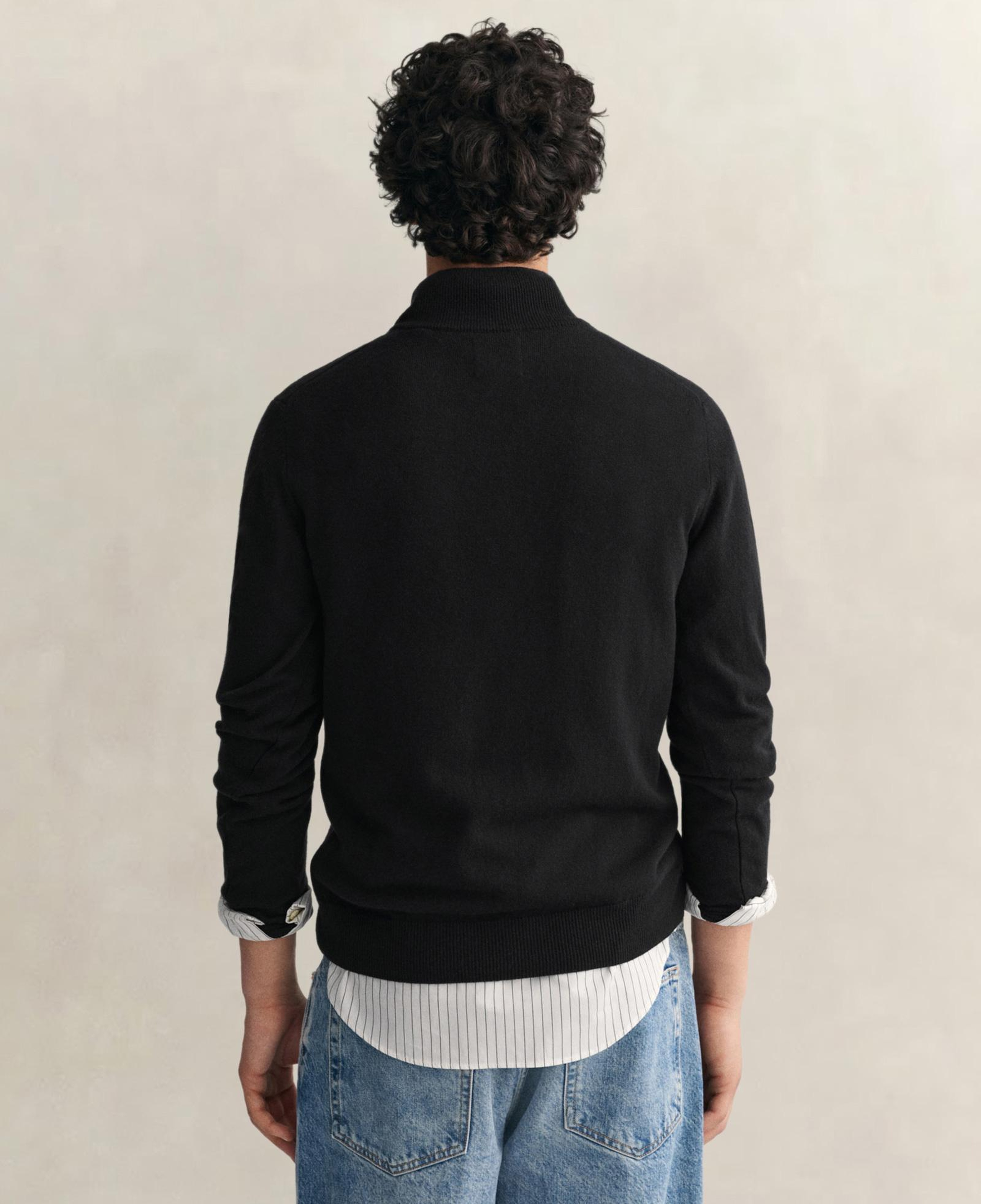 GANT Erkek Siyah Regular Fit Yarım Fermuarlı Yün Kazak