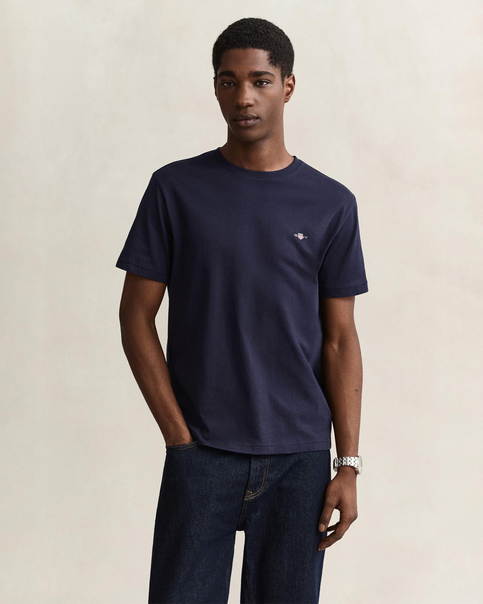 GANT Erkek Lacivert Regular Fit T-Shirt