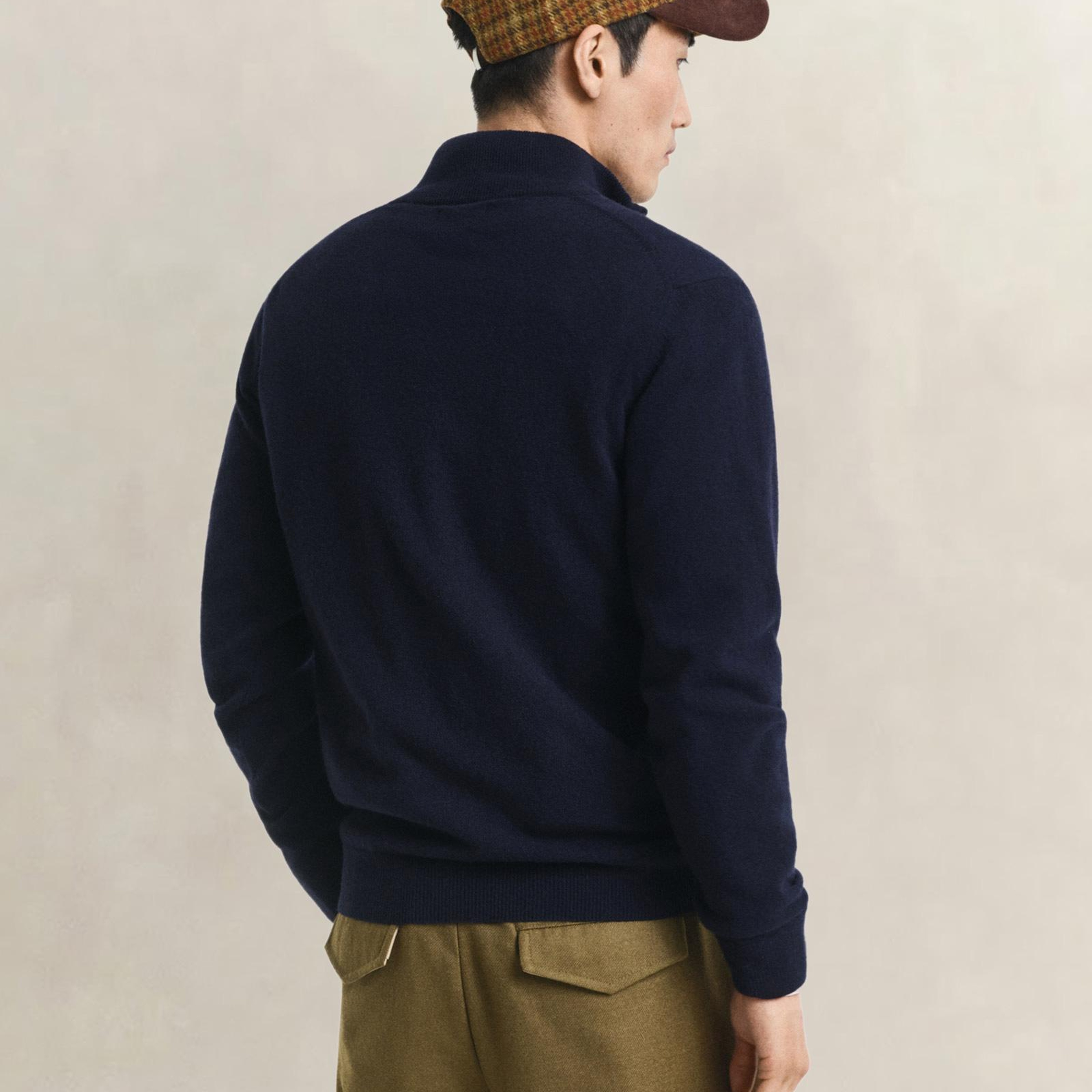 GANT Erkek Lacivert Regular Fit Yarım Fermuarlı Yün Kazak