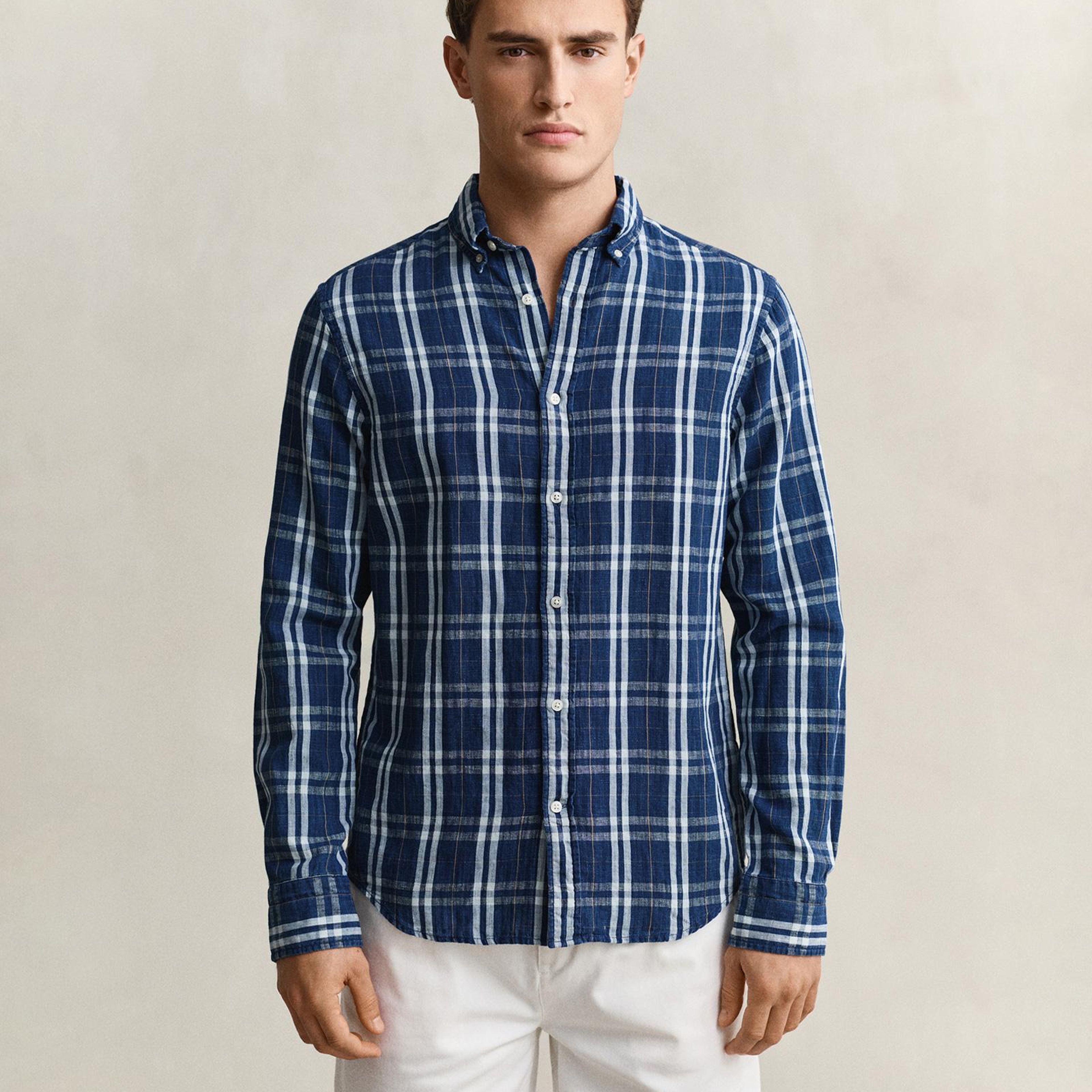 GANT Erkek Lacivert Regular Fit Kareli Gömlek