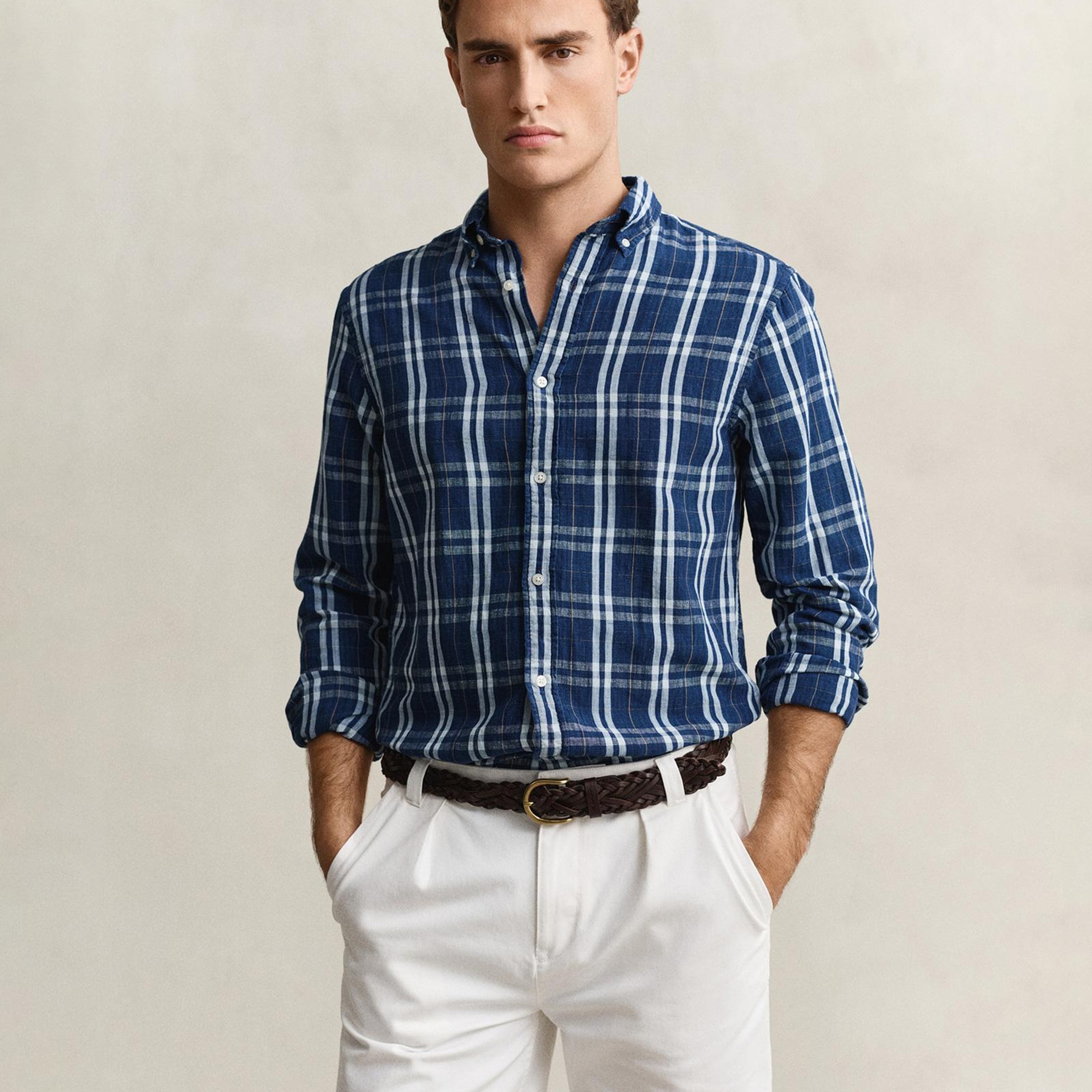 GANT Erkek Lacivert Regular Fit Kareli Gömlek