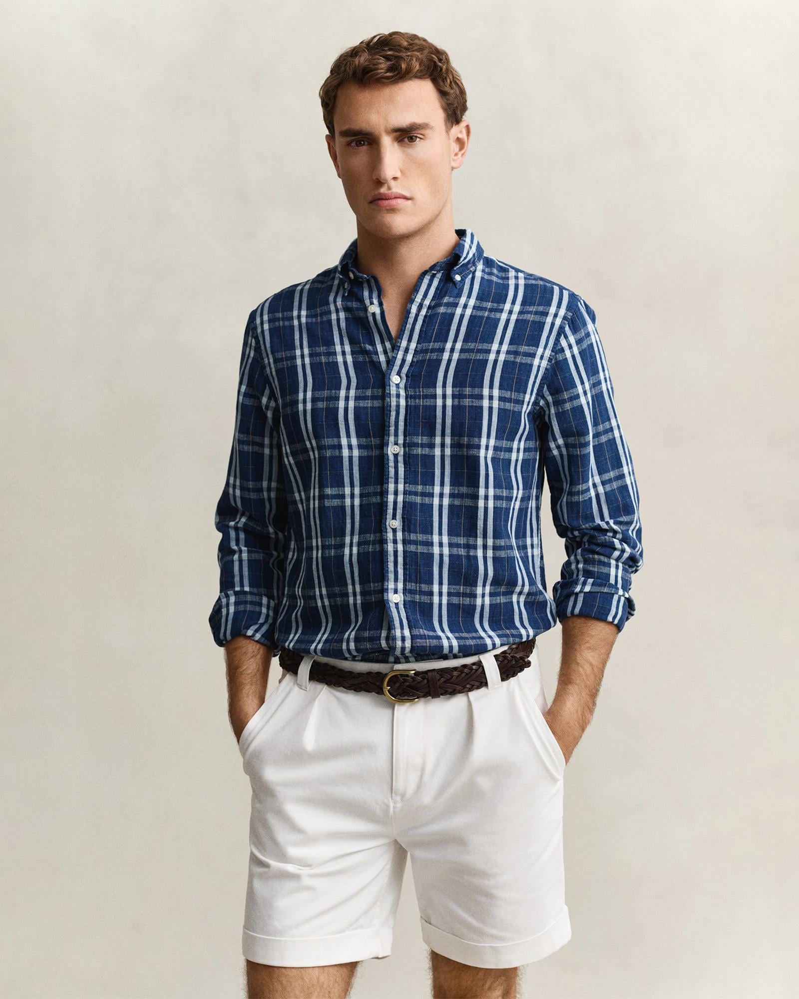 GANT Erkek Lacivert Regular Fit Kareli Gömlek