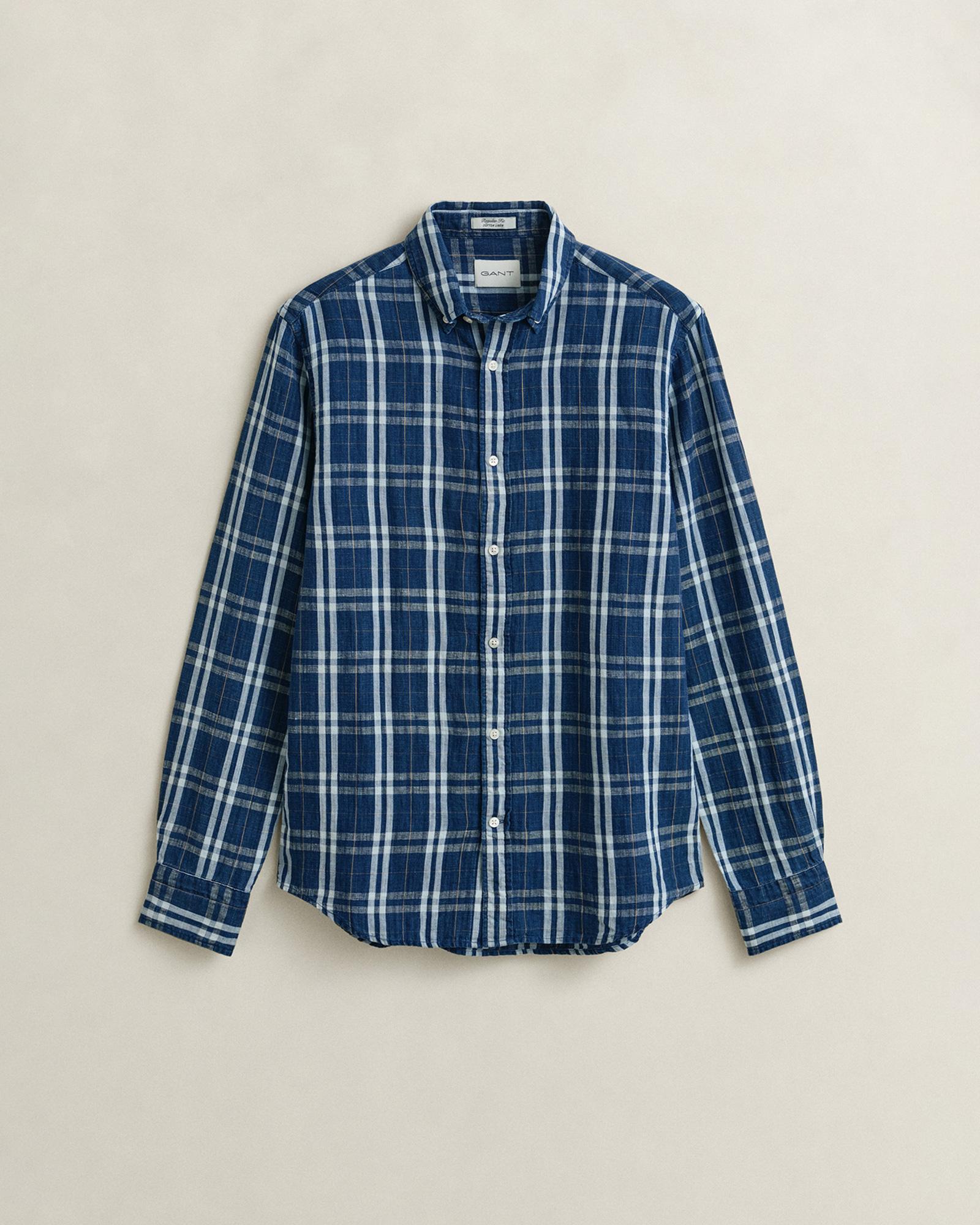 GANT Erkek Lacivert Regular Fit Kareli Gömlek