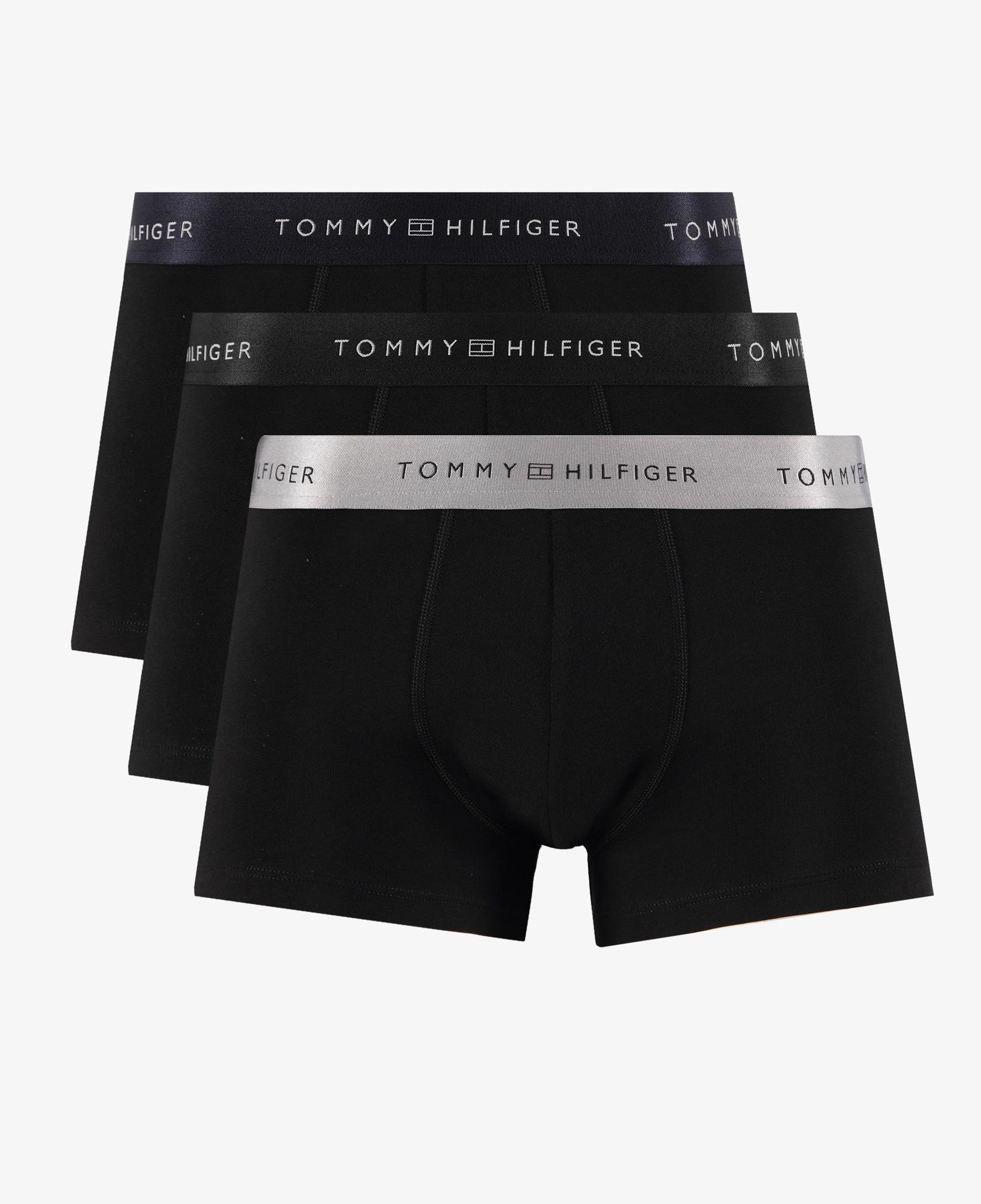 Tommy Hilfiger Trunk 3'lü Erkek Metalik Logo Siyah Boxer