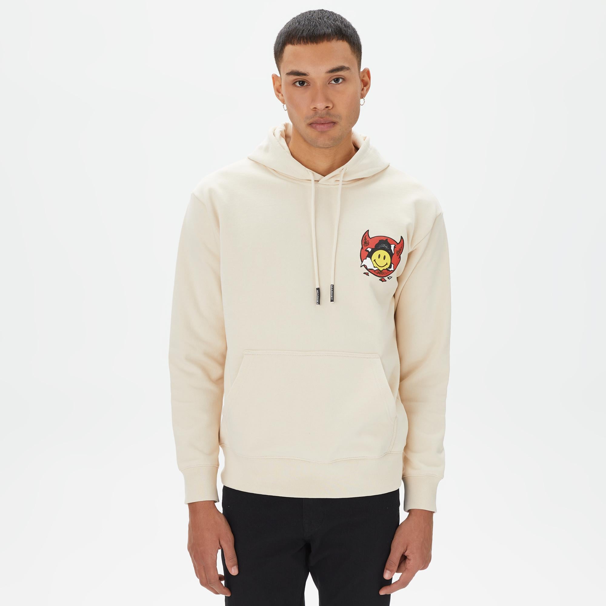 Market Smiley Inner Peace Pullover Erkek Krem Hoodie