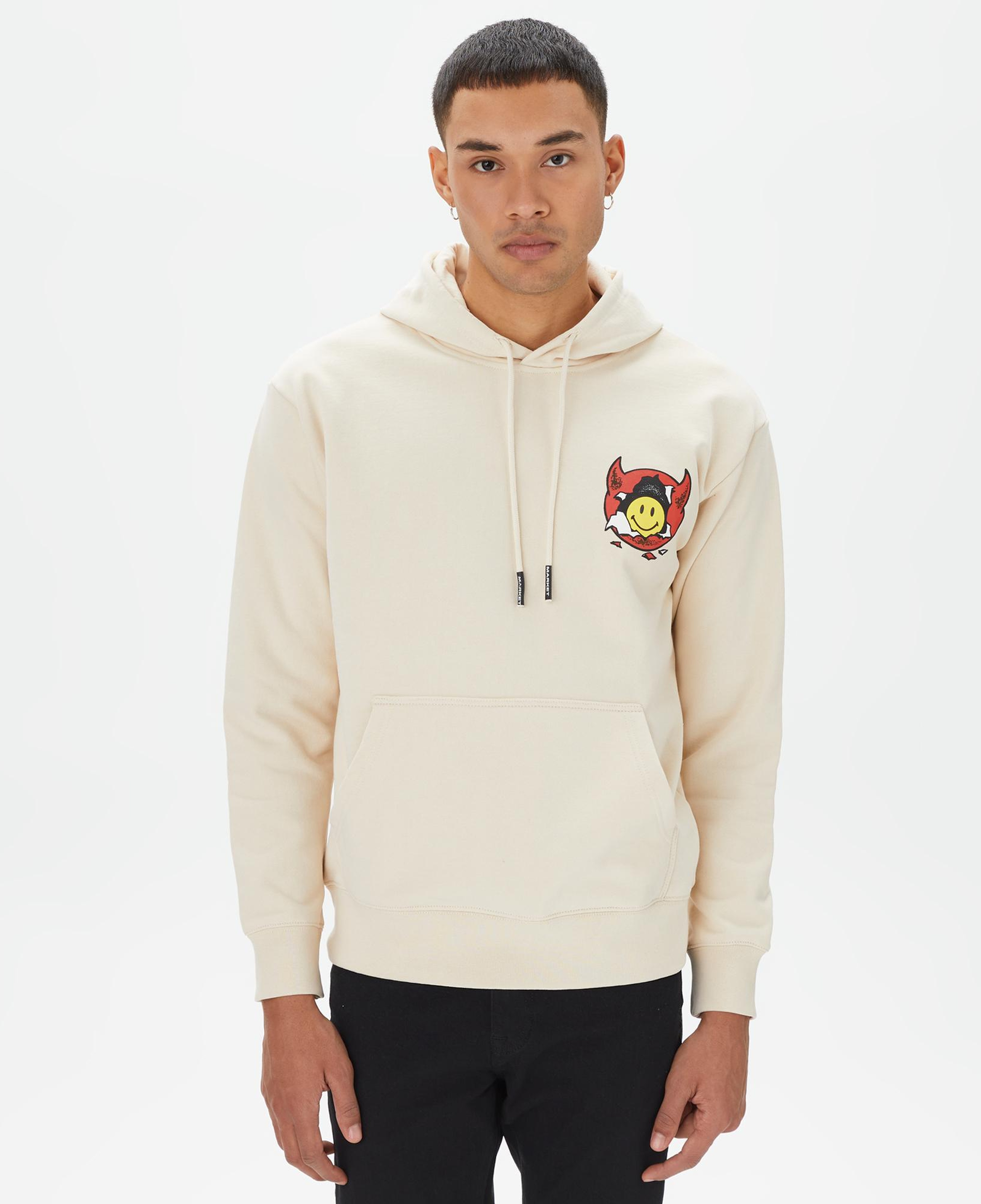 Market Smiley Inner Peace Pullover Erkek Krem Hoodie