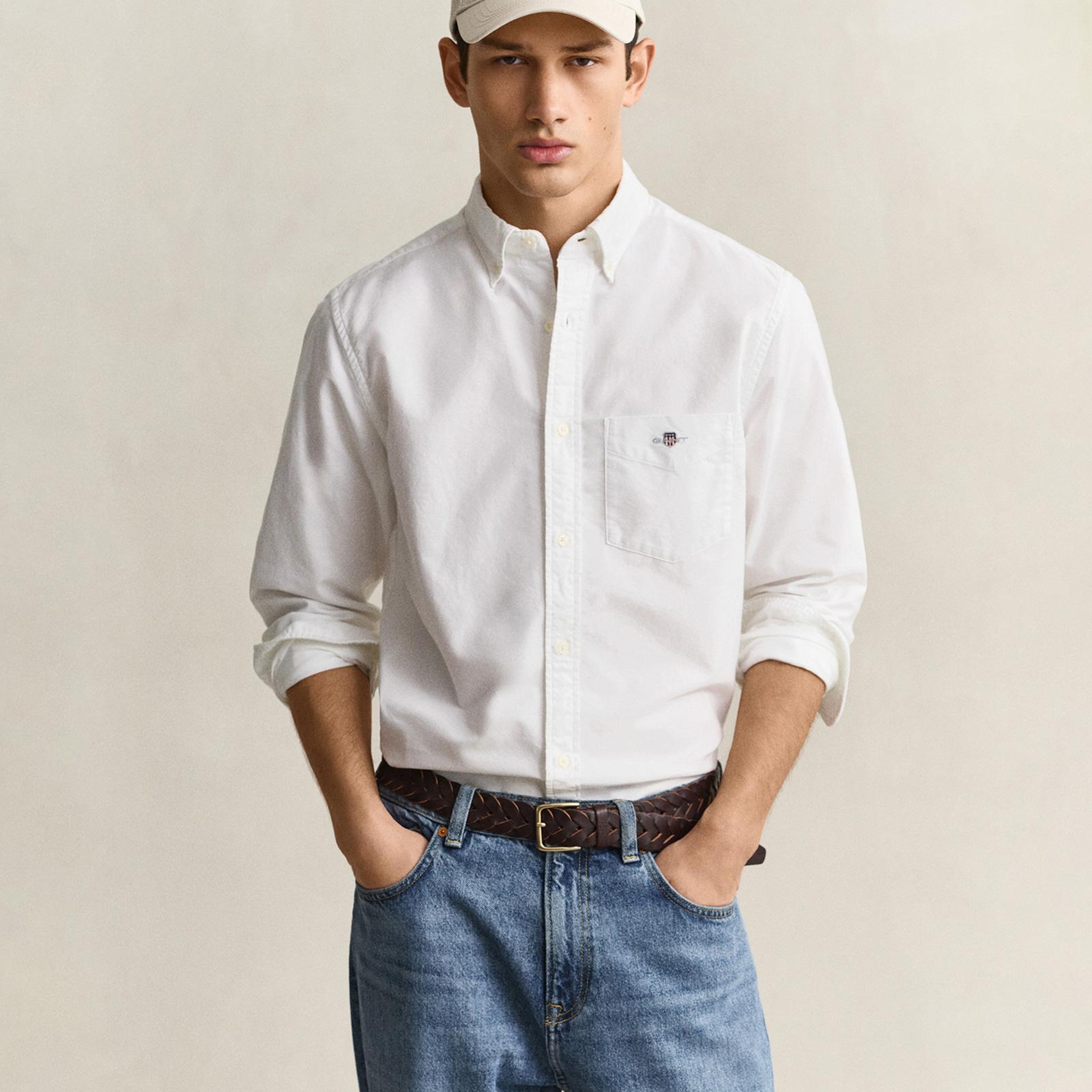 GANT Erkek Beyaz Regular Fit Oxford Gömlek
