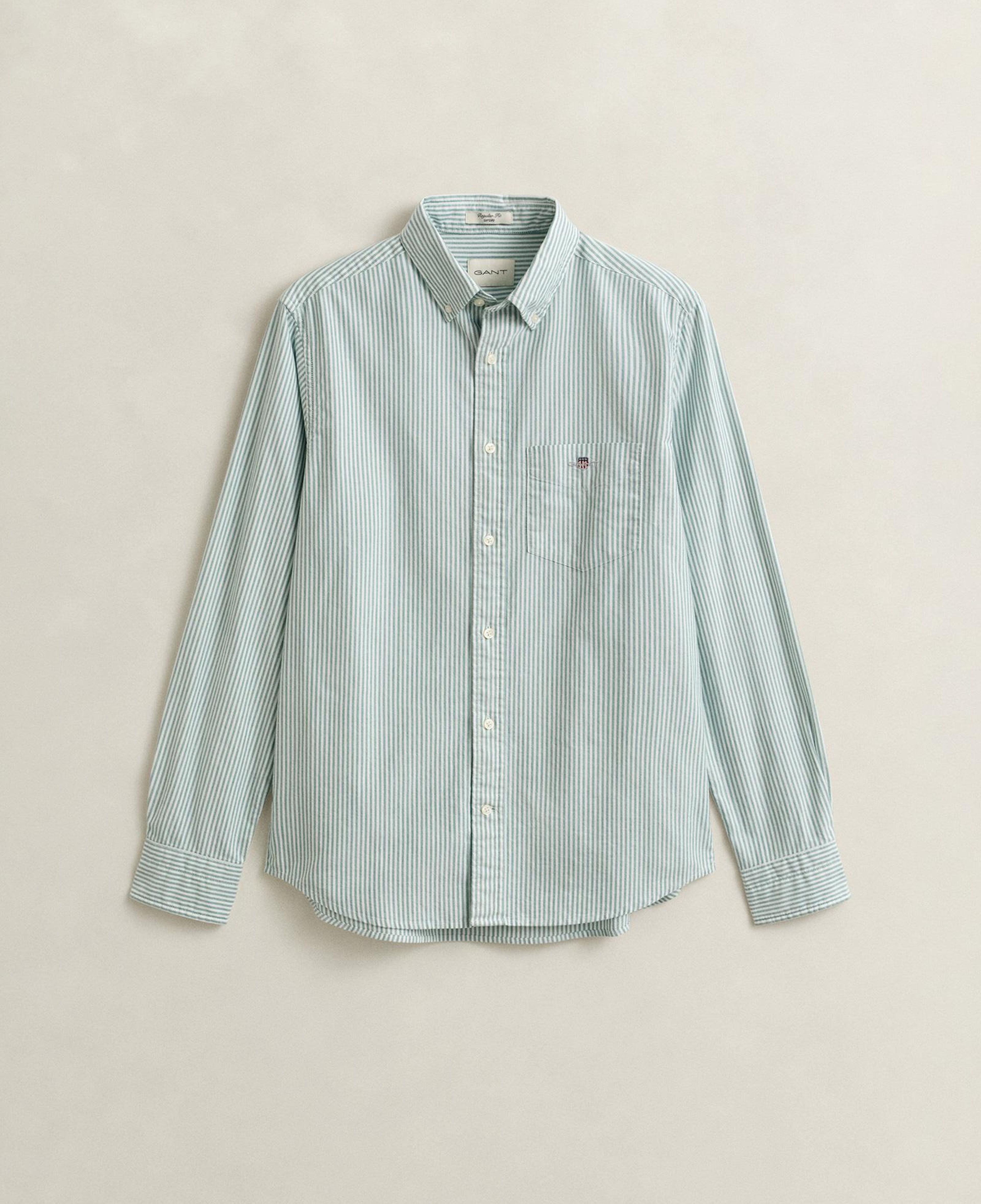 GANT Erkek Yeşil Regular Fit Çizgili Logolu Gömlek