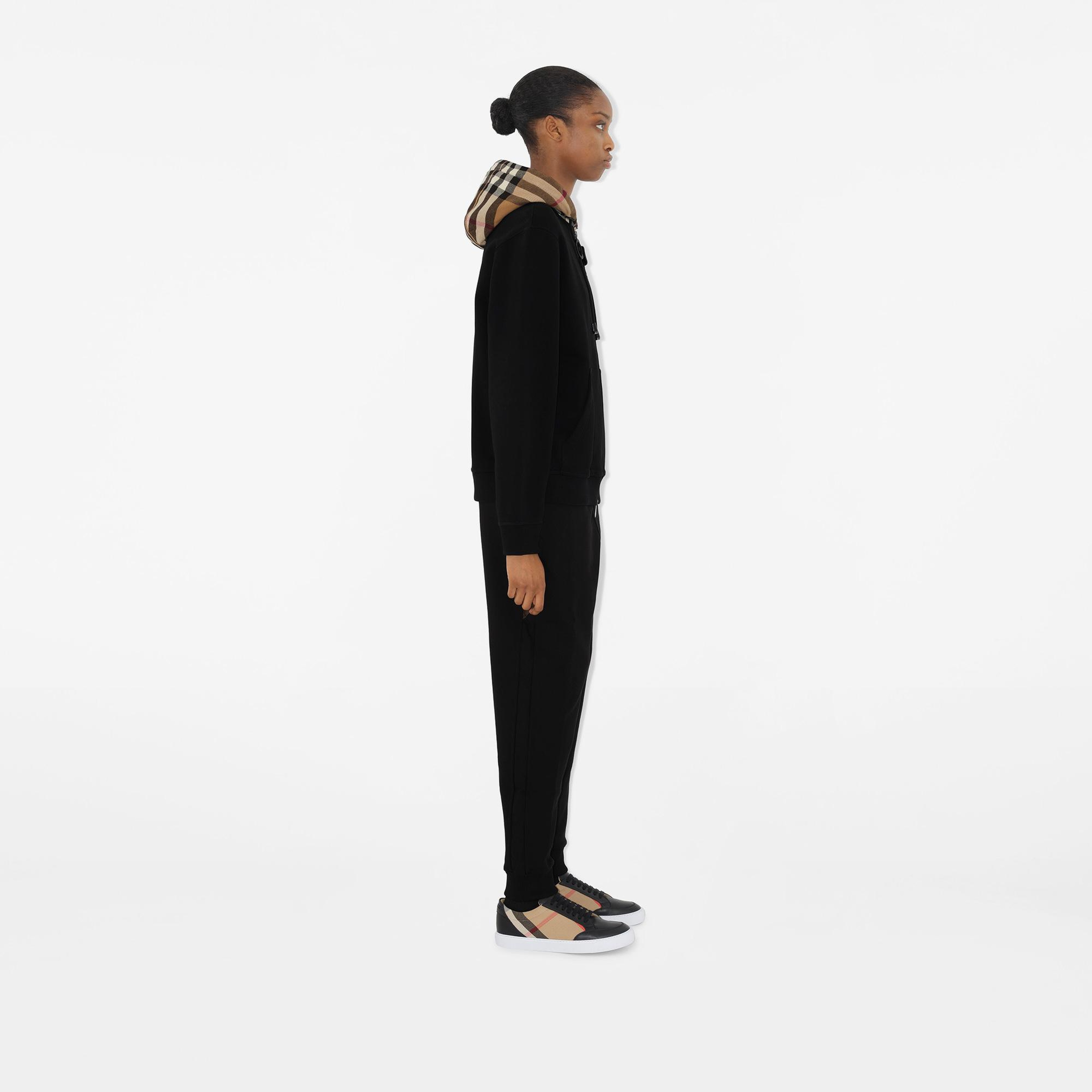 Burberry Check Hood Pamuklu Fermuarlı Kadın Siyah Hoodie