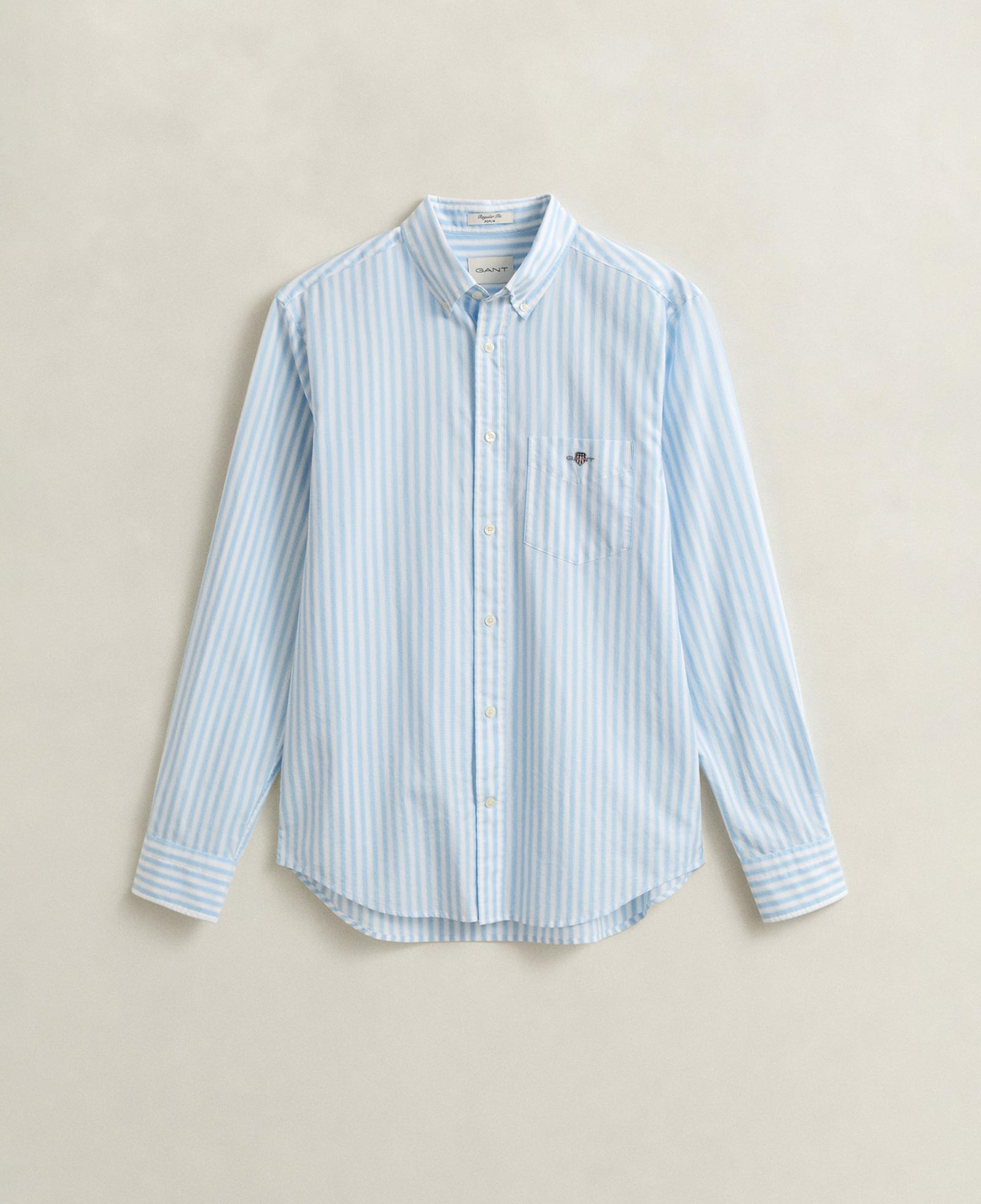 GANT Erkek Mavi Regular Fit Çizgili Logolu Gömlek