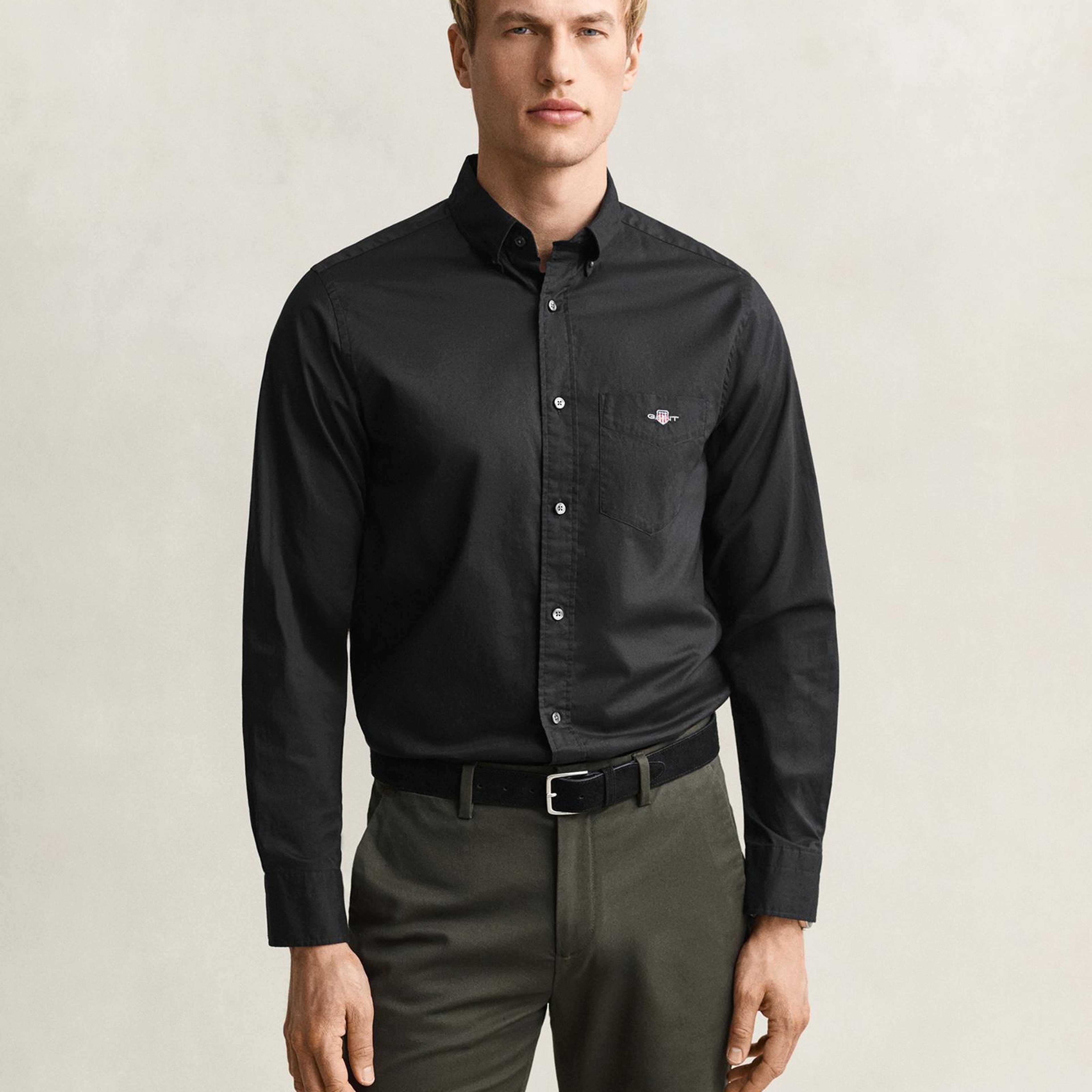 GANT Erkek Siyah Regular Fit Poplin Gömlek