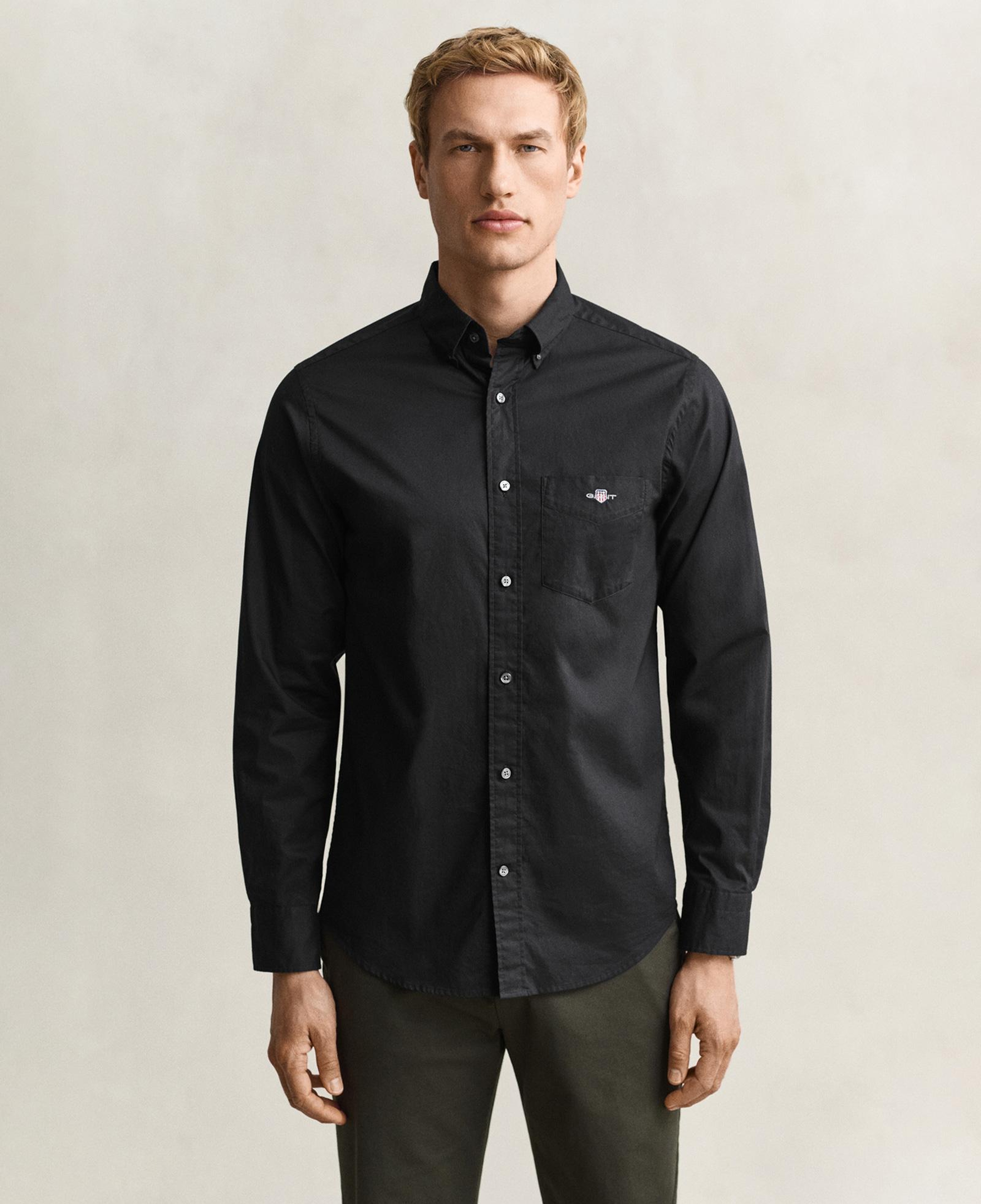 GANT Erkek Siyah Regular Fit Poplin Gömlek