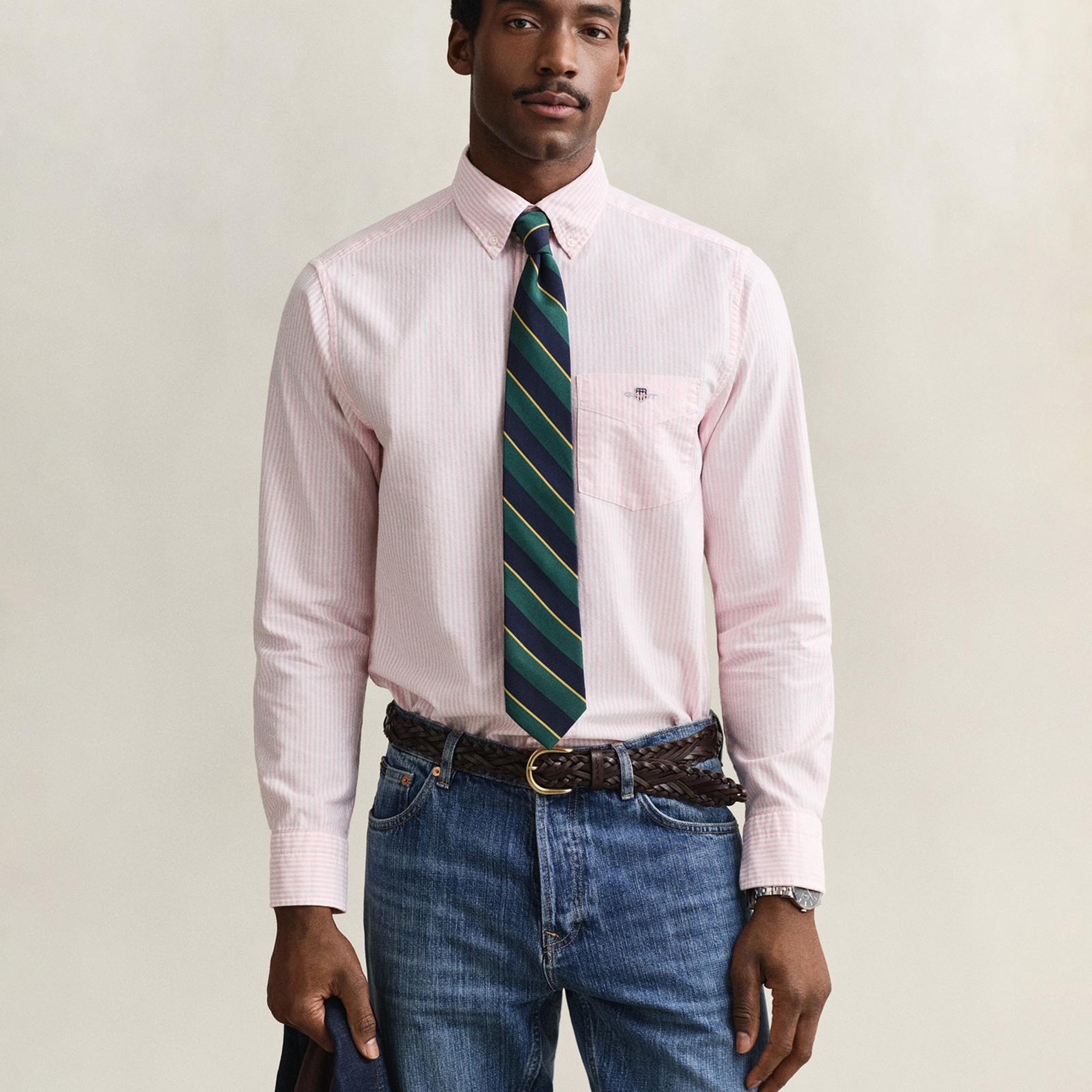 GANT Erkek Pembe Regular Fit Çizgili Logolu Gömlek
