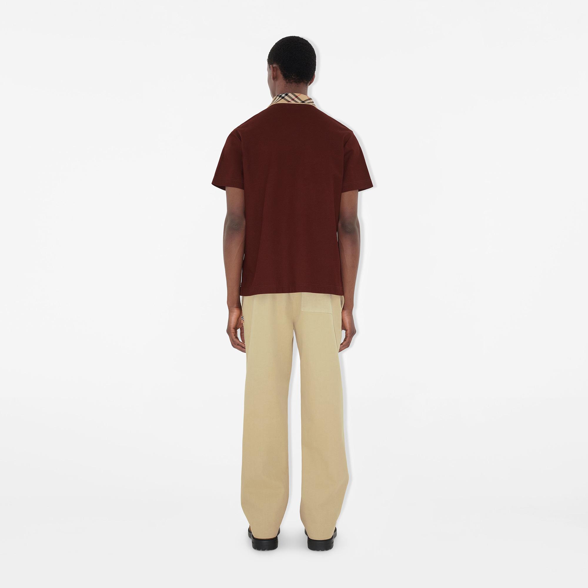 Burberry Check Collar Cotton Erkek Bordo Polo