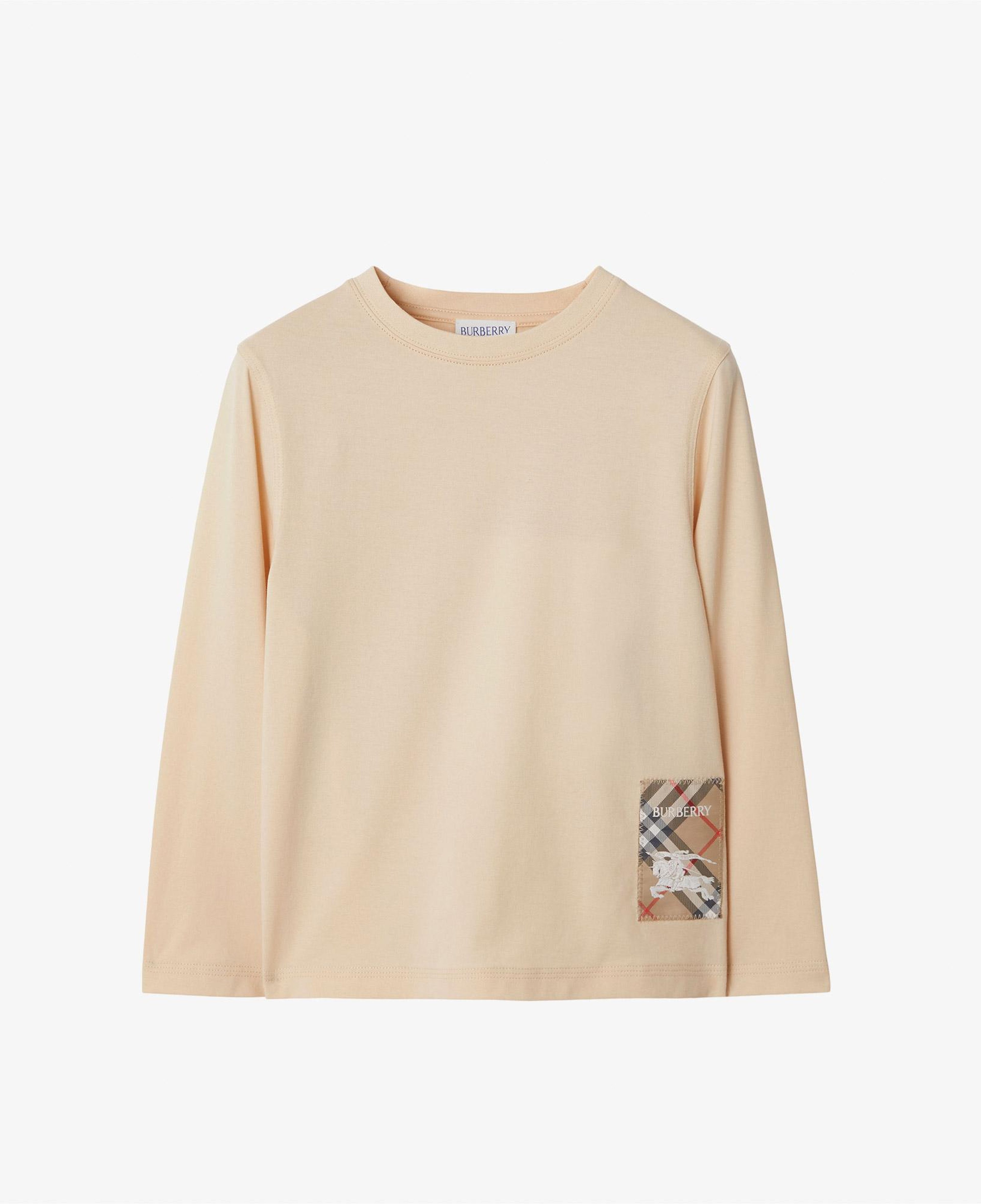 Burberry Kooper Check Label Cotton Çocuk Krem T-Shirt