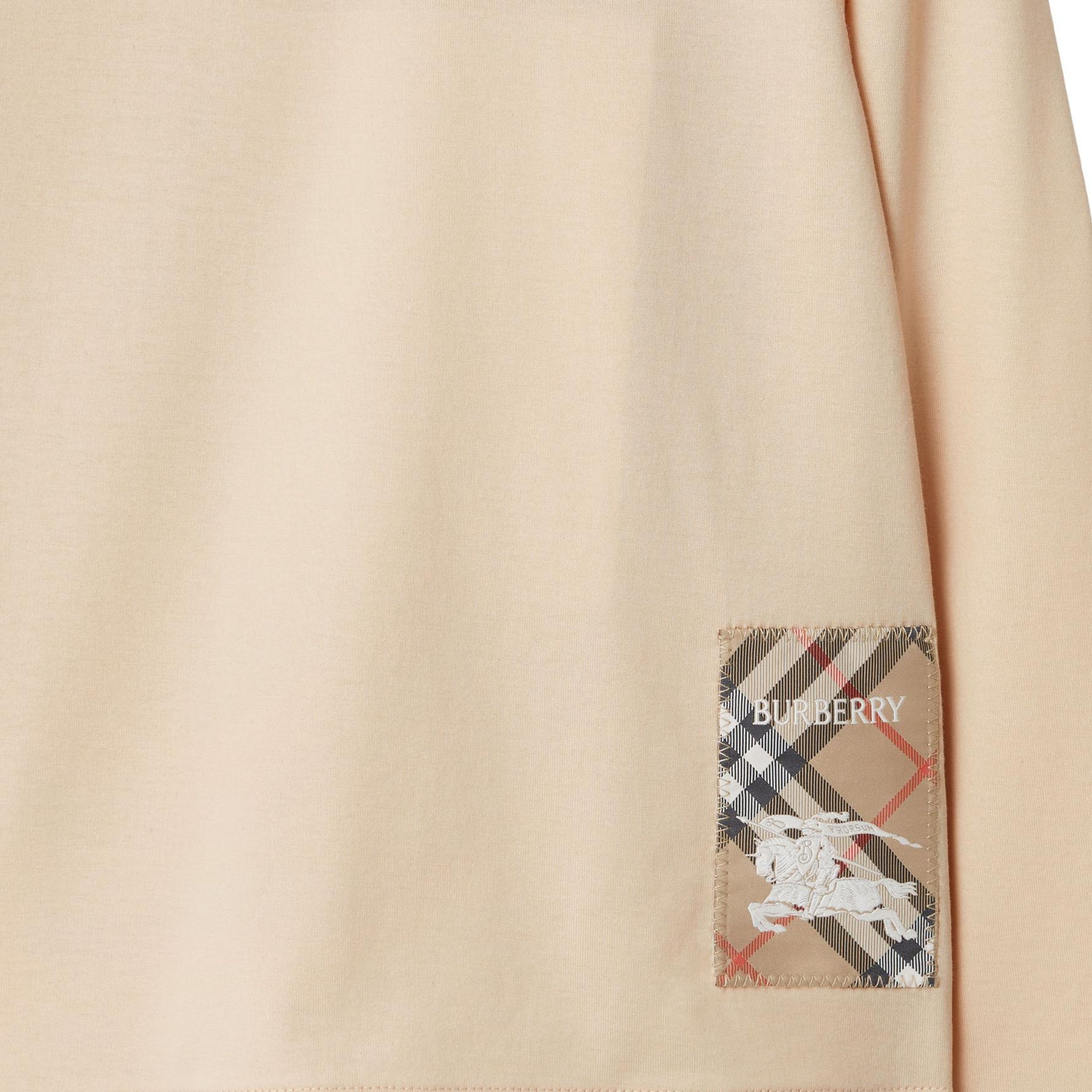 Burberry Kooper Check Label Cotton Çocuk Krem T-Shirt
