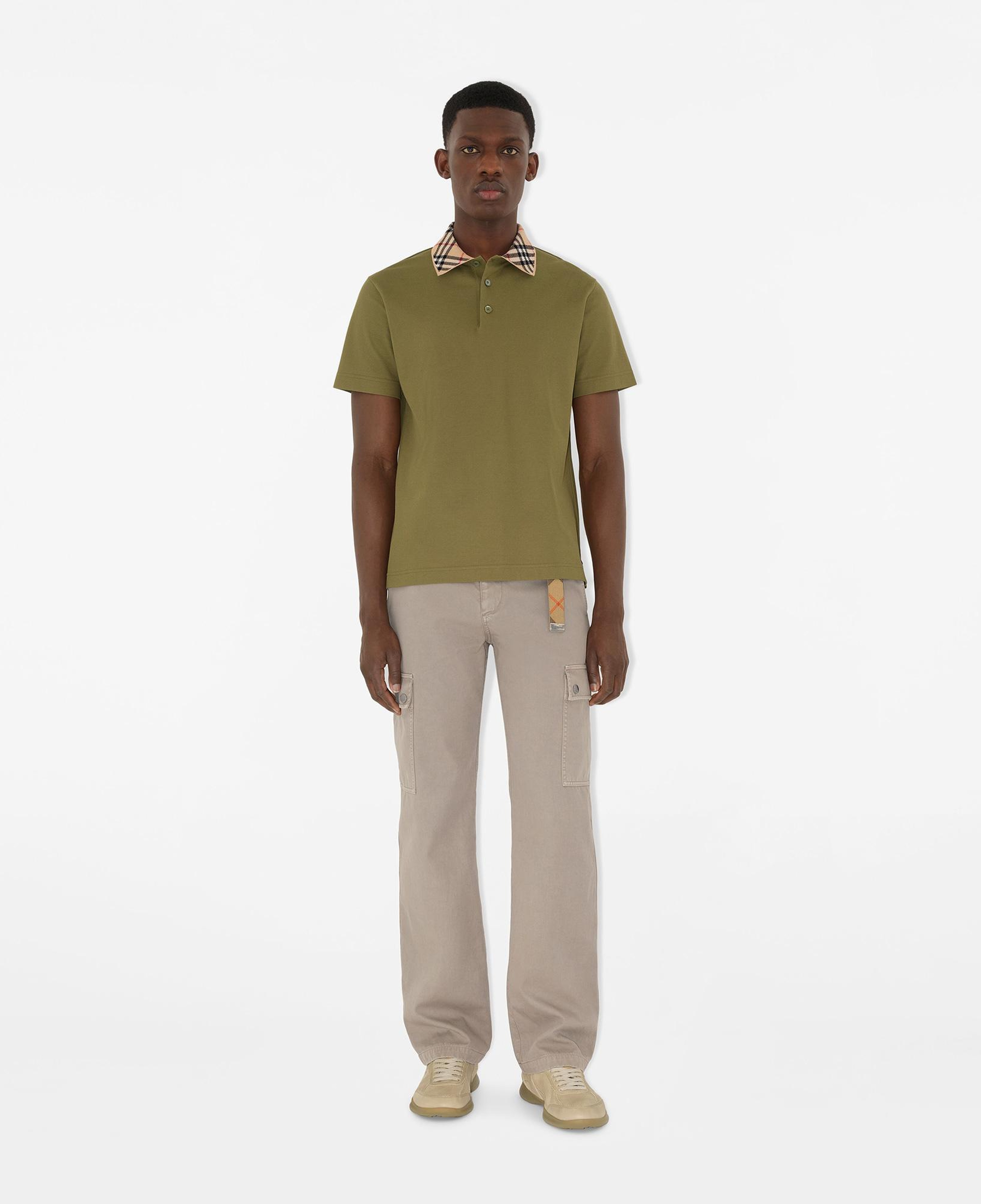 Burberry Check Collar Cotton Erkek Haki Polo