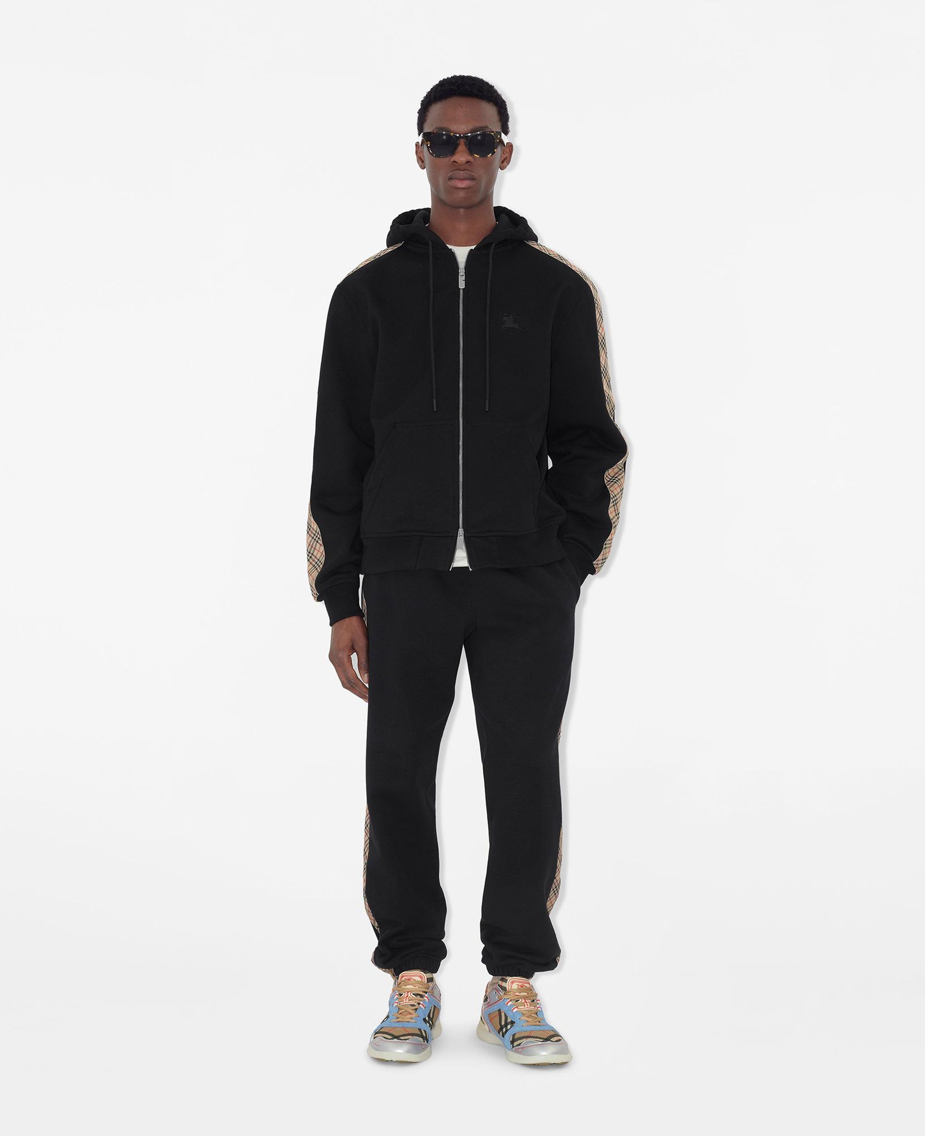 Burberry Scott Check Trim Cotton Erkek Siyah Sweatshirt