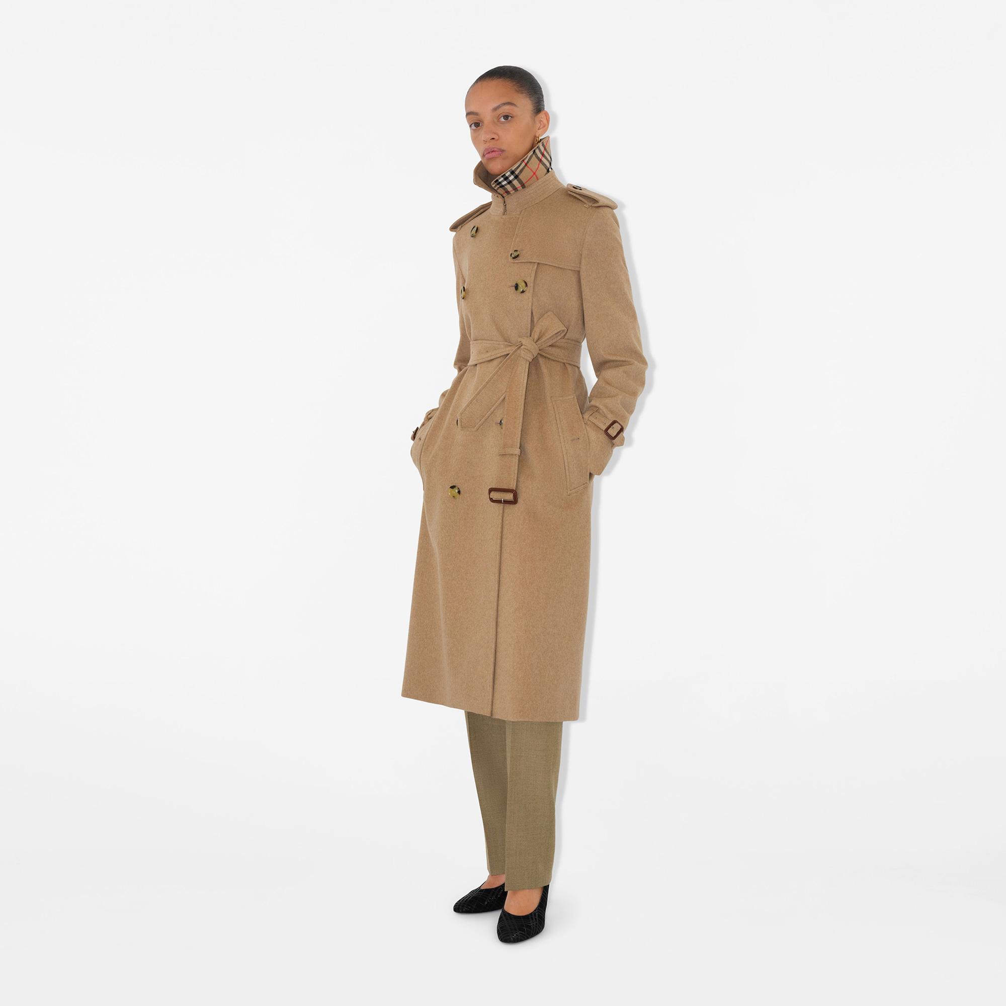 Burberry Long Cashmere Kensington Kadın Bej Kaban