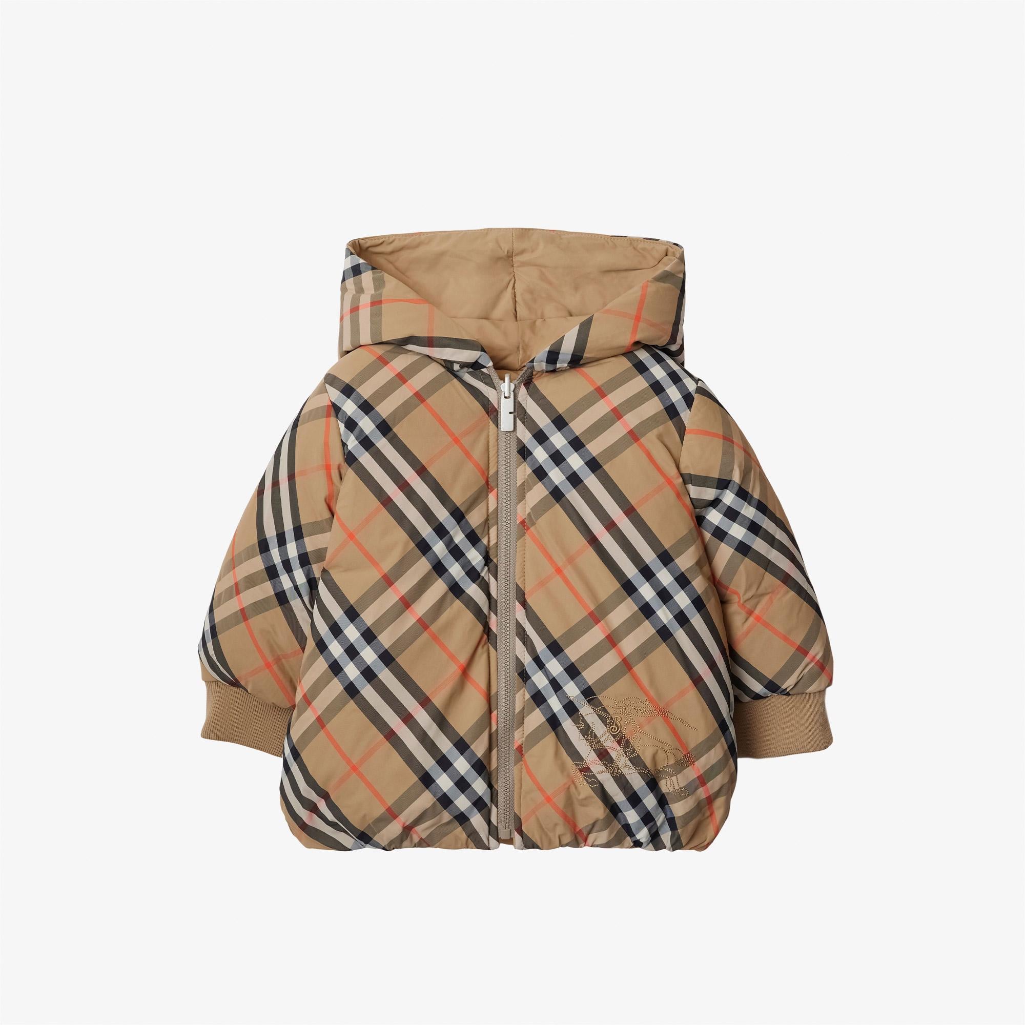 Burberry Axel Reversible Check Nylon Puffer Çocuk Bej Mont