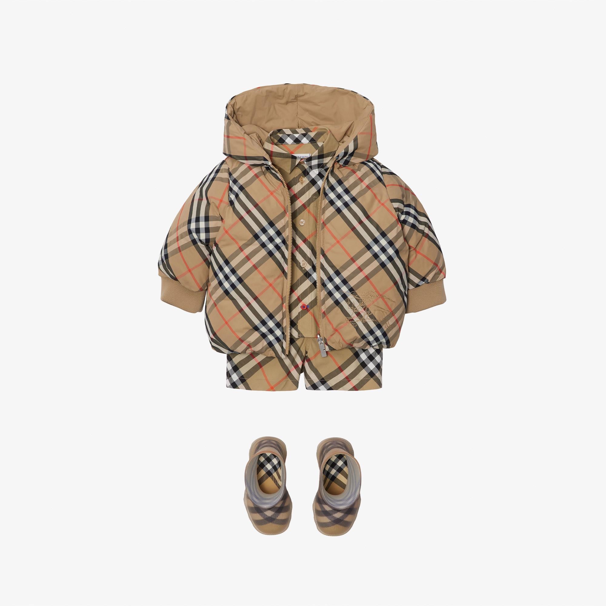 Burberry Axel Reversible Check Nylon Puffer Çocuk Bej Mont