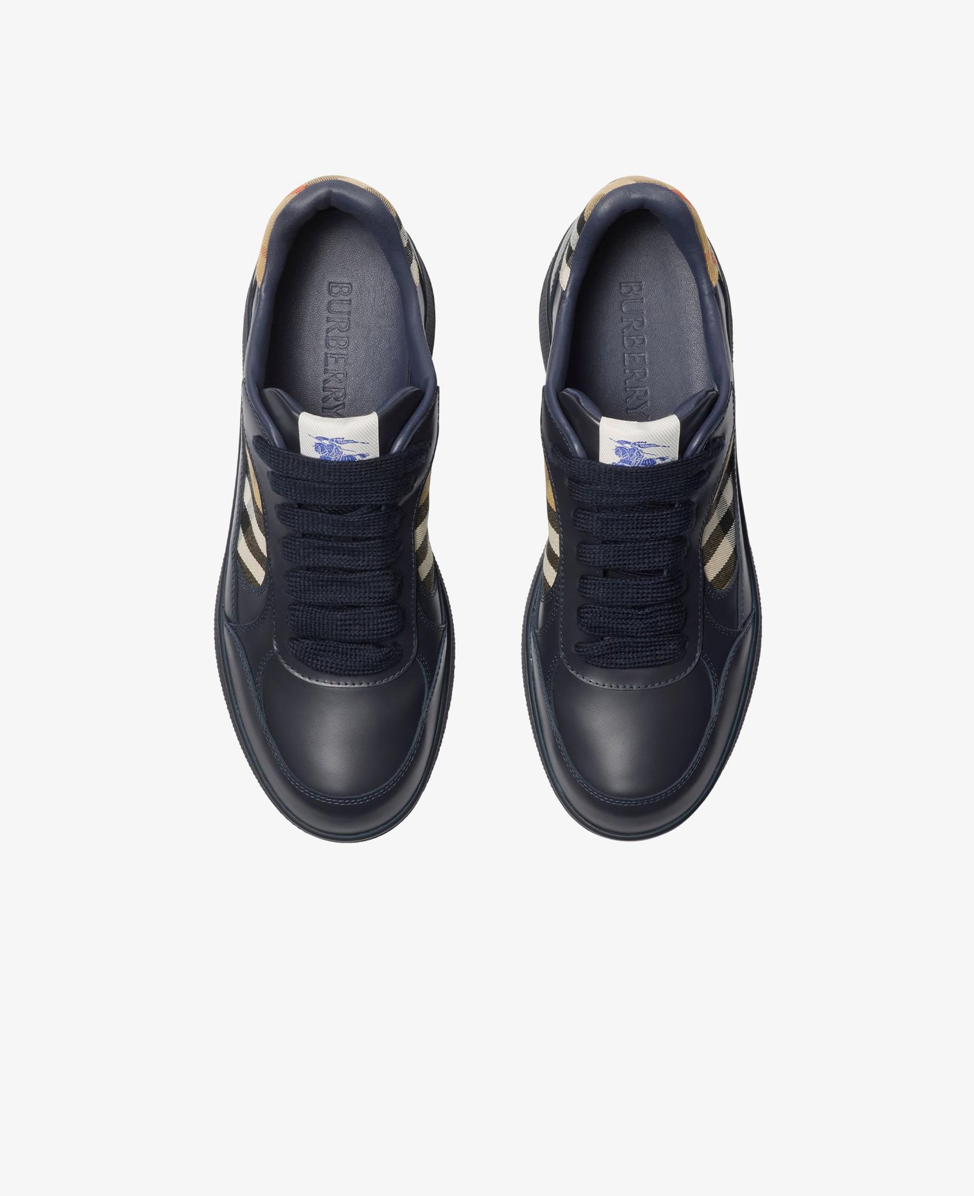 Burberry Mix Leather And Check Terrace Erkek Lacivert Sneaker