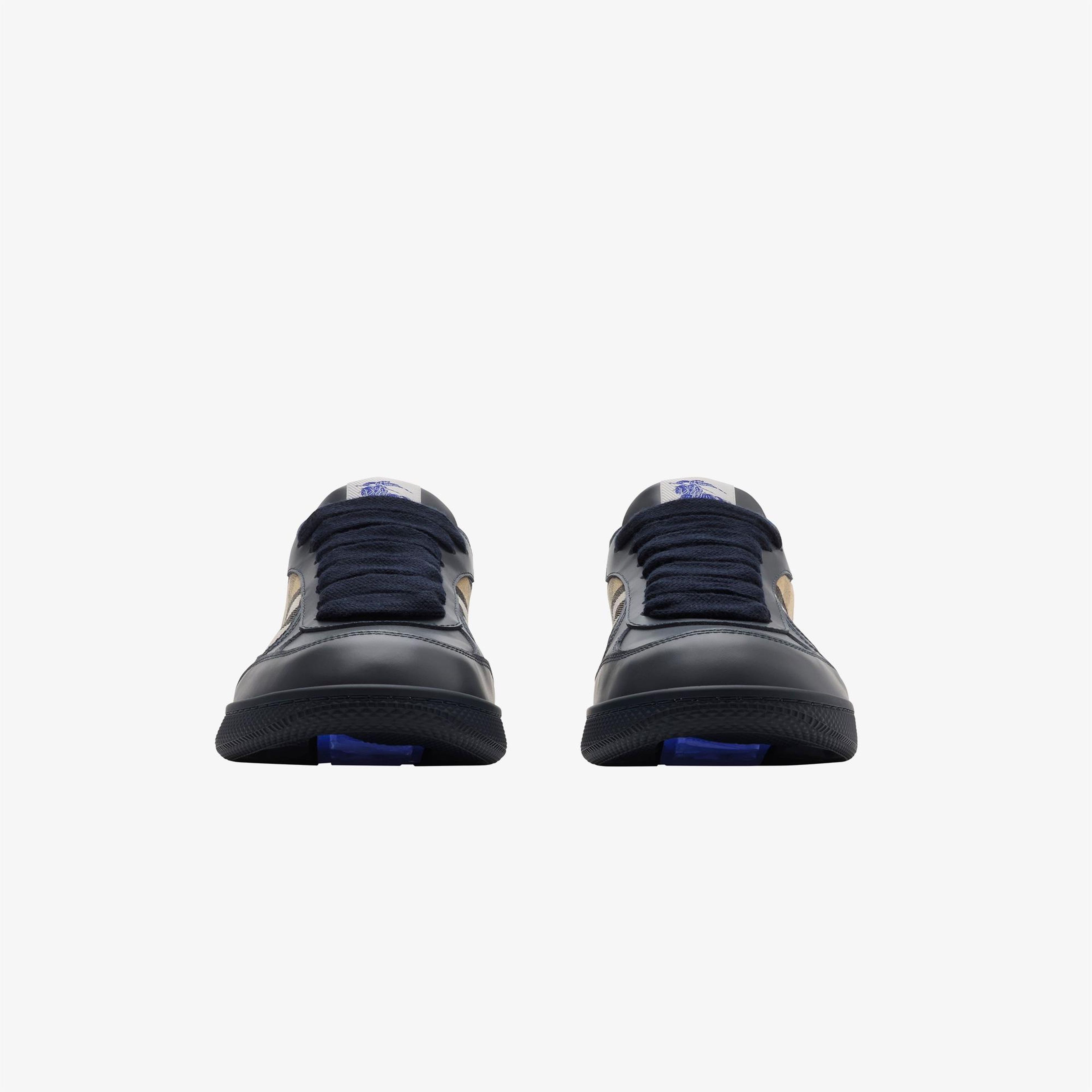 Burberry Mix Leather And Check Terrace Erkek Lacivert Sneaker