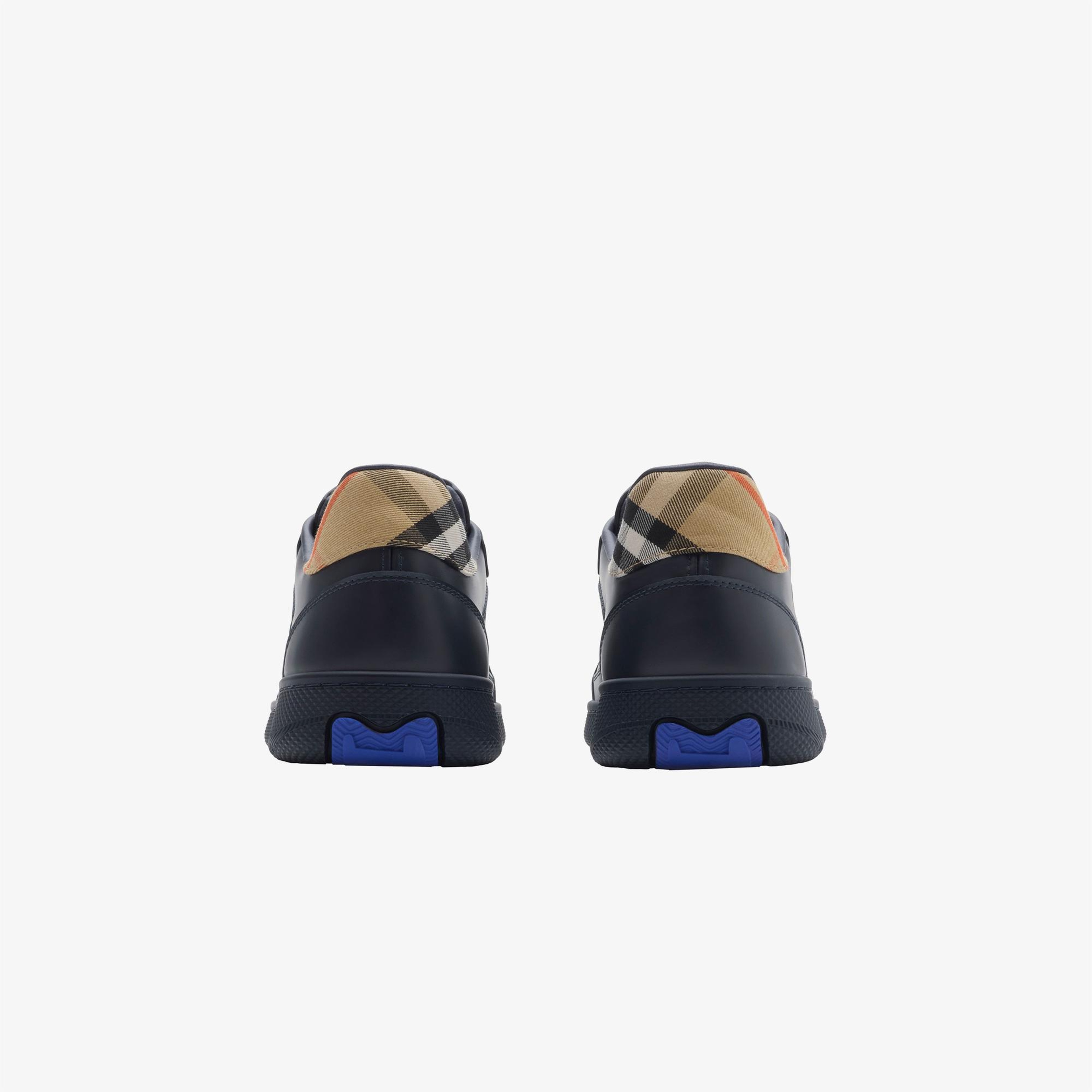 Burberry Mix Leather And Check Terrace Erkek Lacivert Sneaker