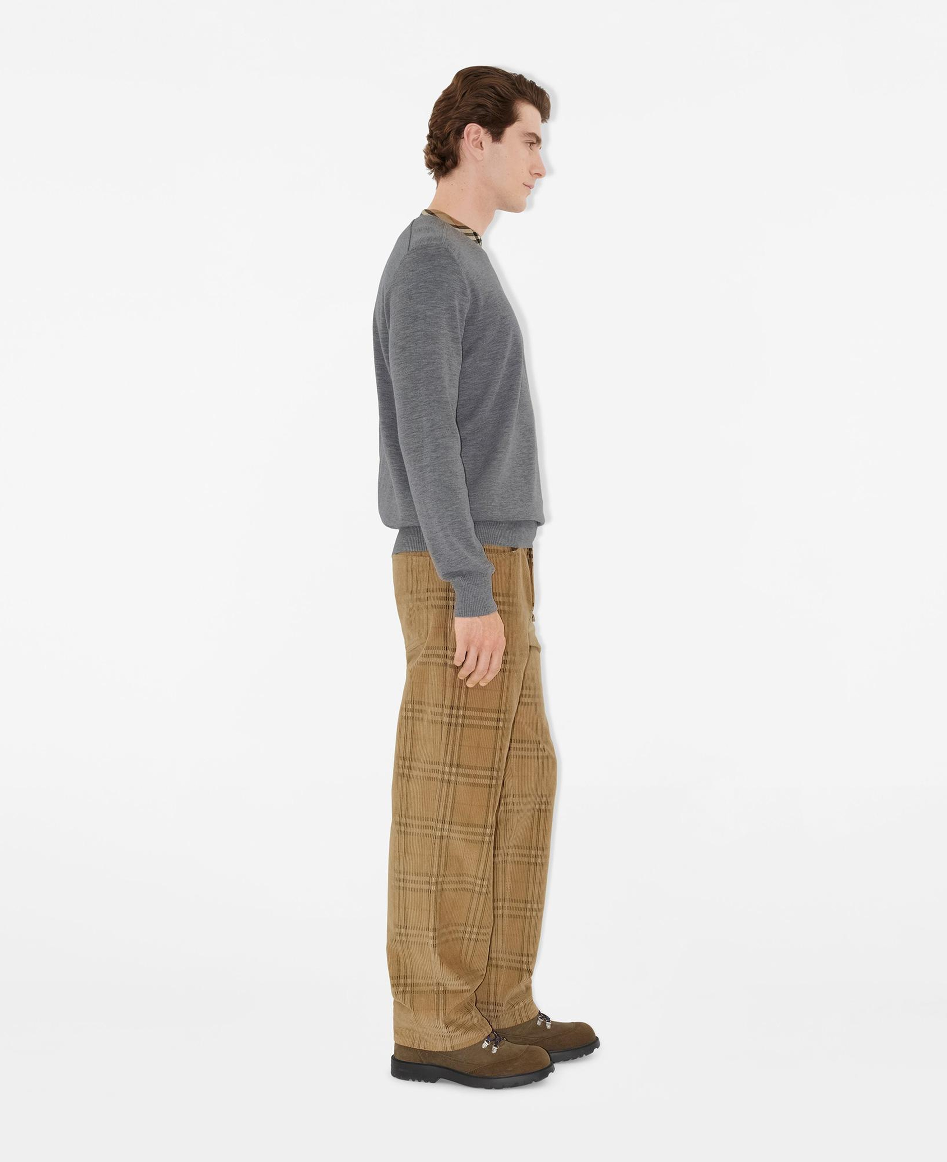 Burberry Michael Check Trim Wool Erkek Gri Triko
