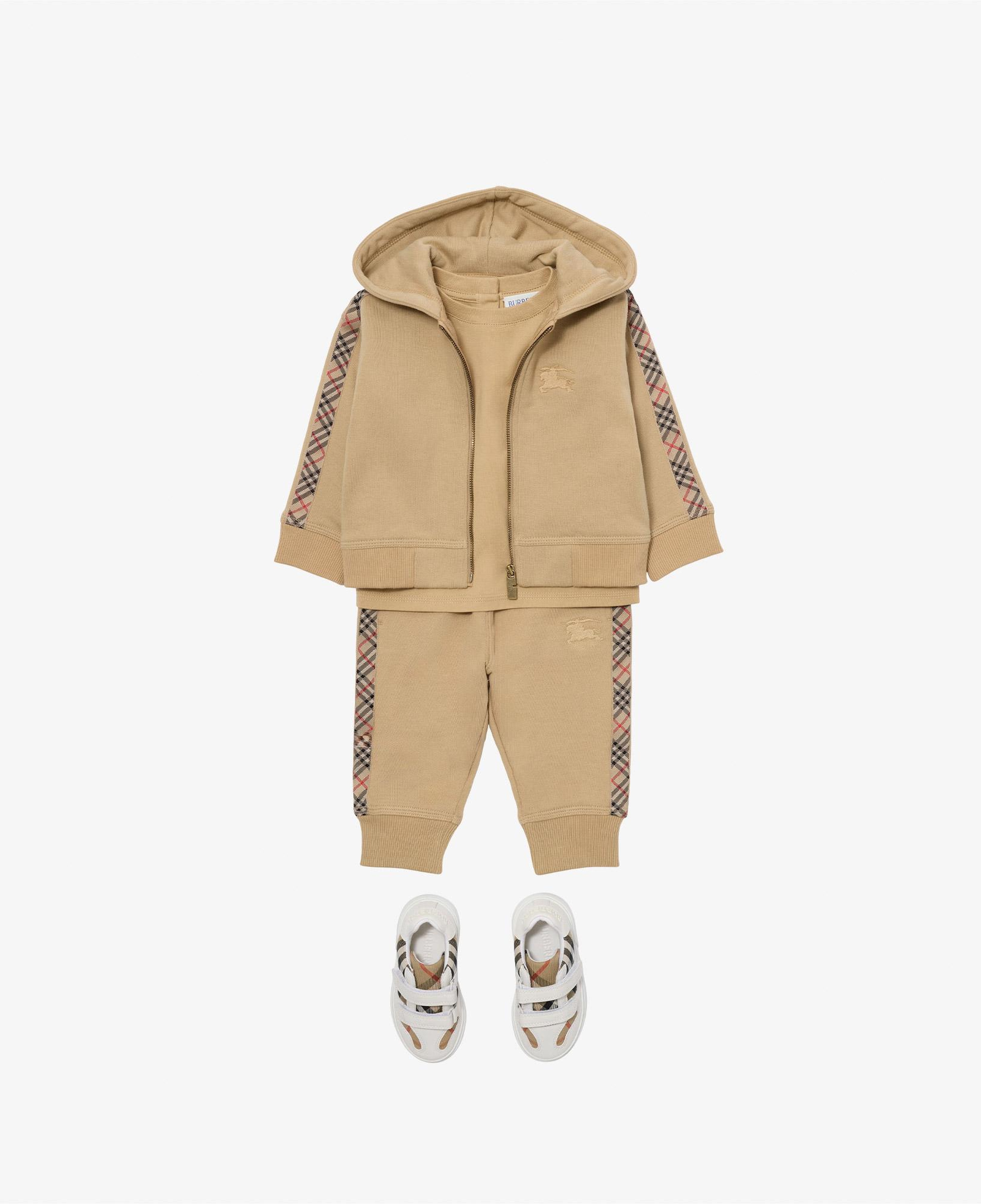 Burberry Jackson Check Trim Cotton Çocuk Bej Eşofman Altı