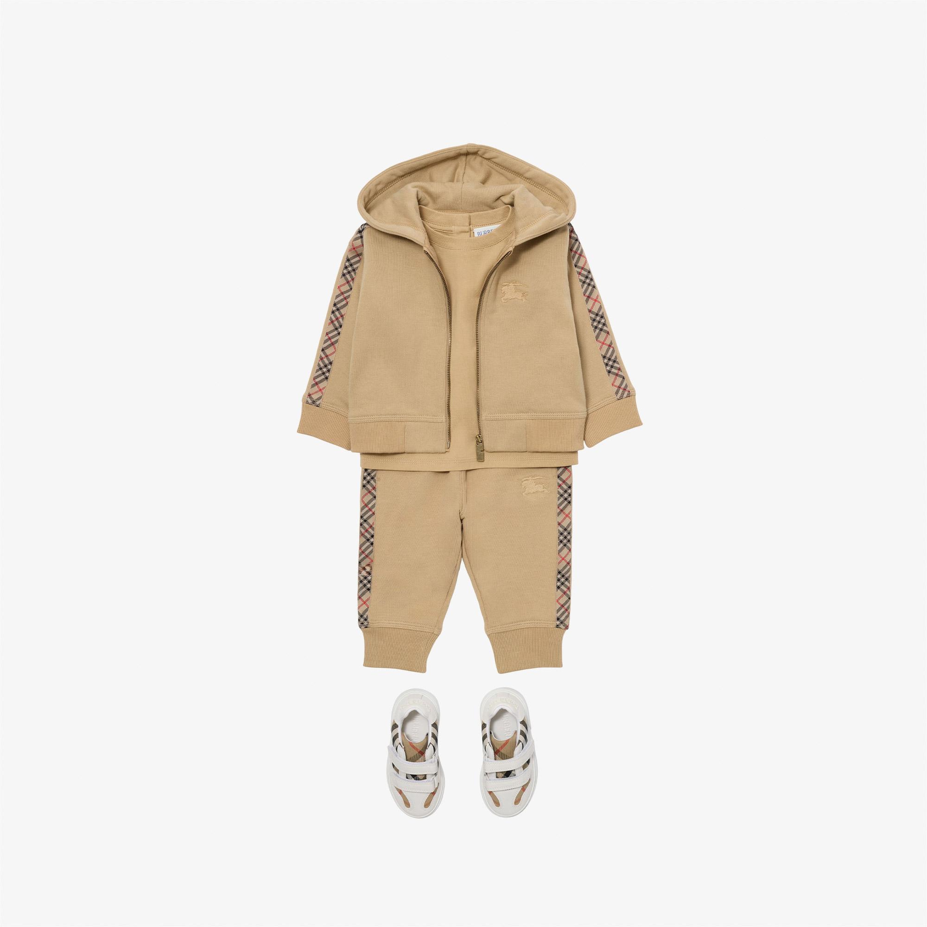 Burberry Jackson Check Trim Cotton Çocuk Bej Eşofman Altı