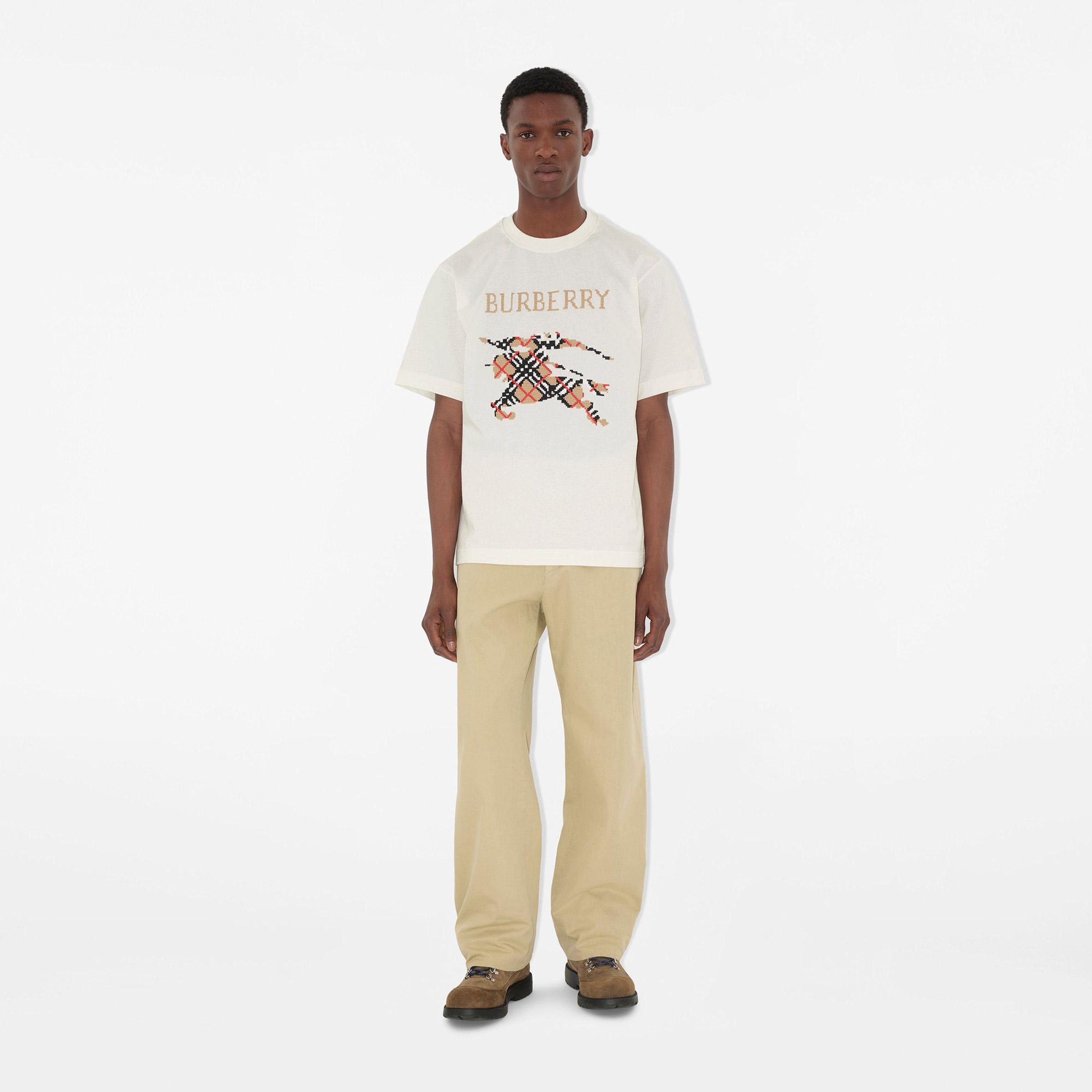Burberry Ryan Cross Stitch Cotton Erkek Beyaz T-Shirt