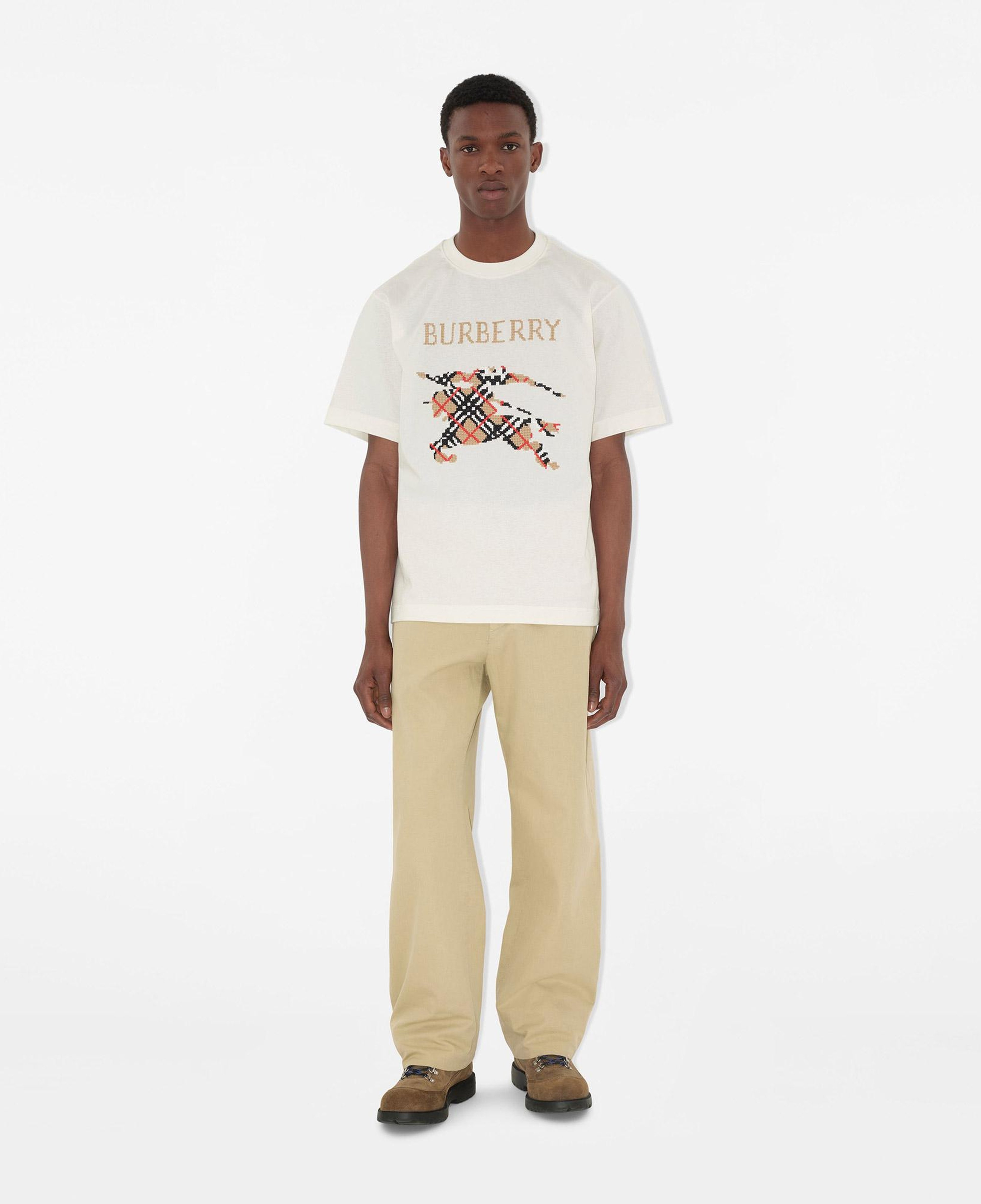 Burberry Ryan Cross Stitch Cotton Erkek Beyaz T-Shirt