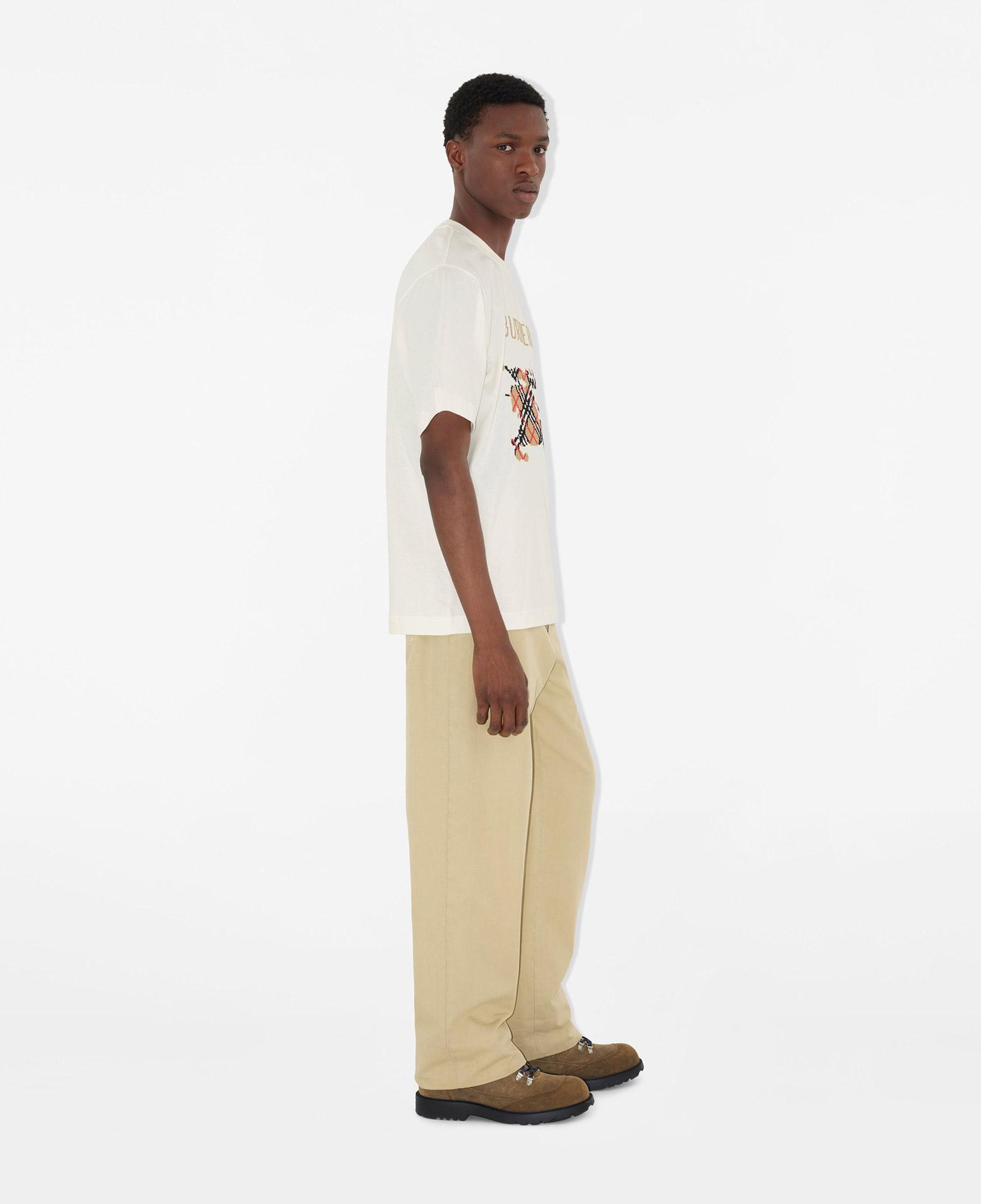 Burberry Ryan Cross Stitch Cotton Erkek Beyaz T-Shirt