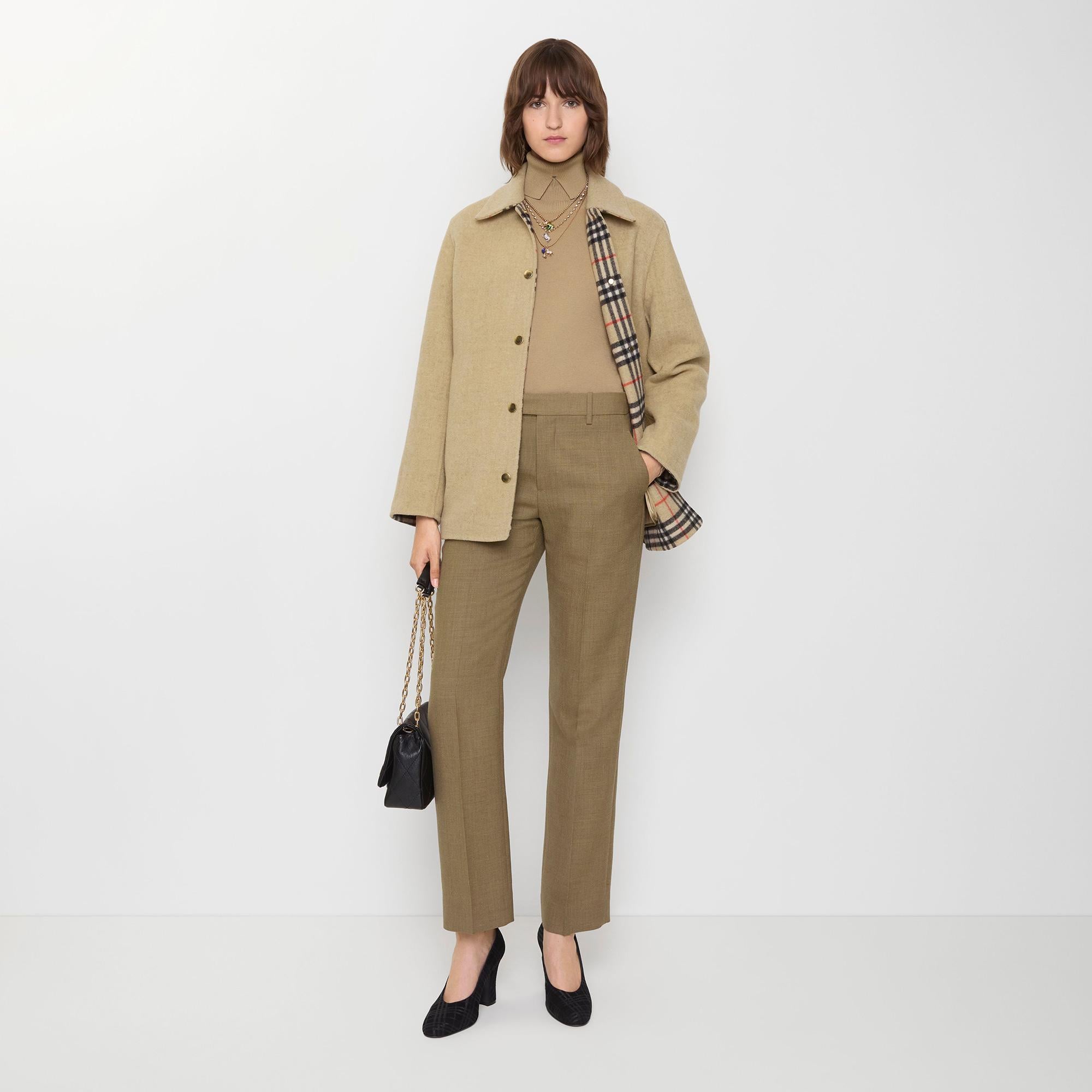 Burberry Lancashire Wool Kadın Bej Mont