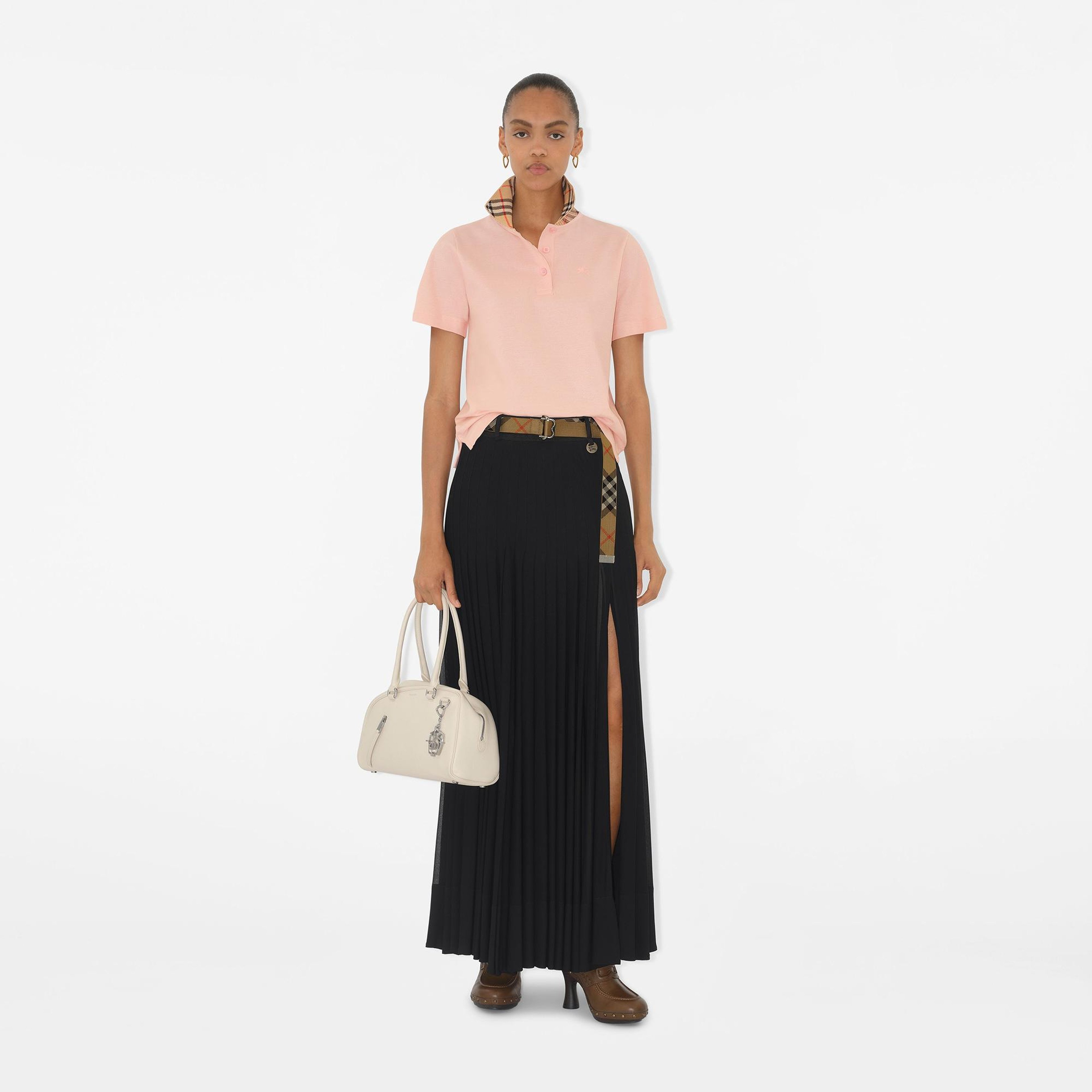 Burberry Check Collar Cotton Kadın Pembe Polo