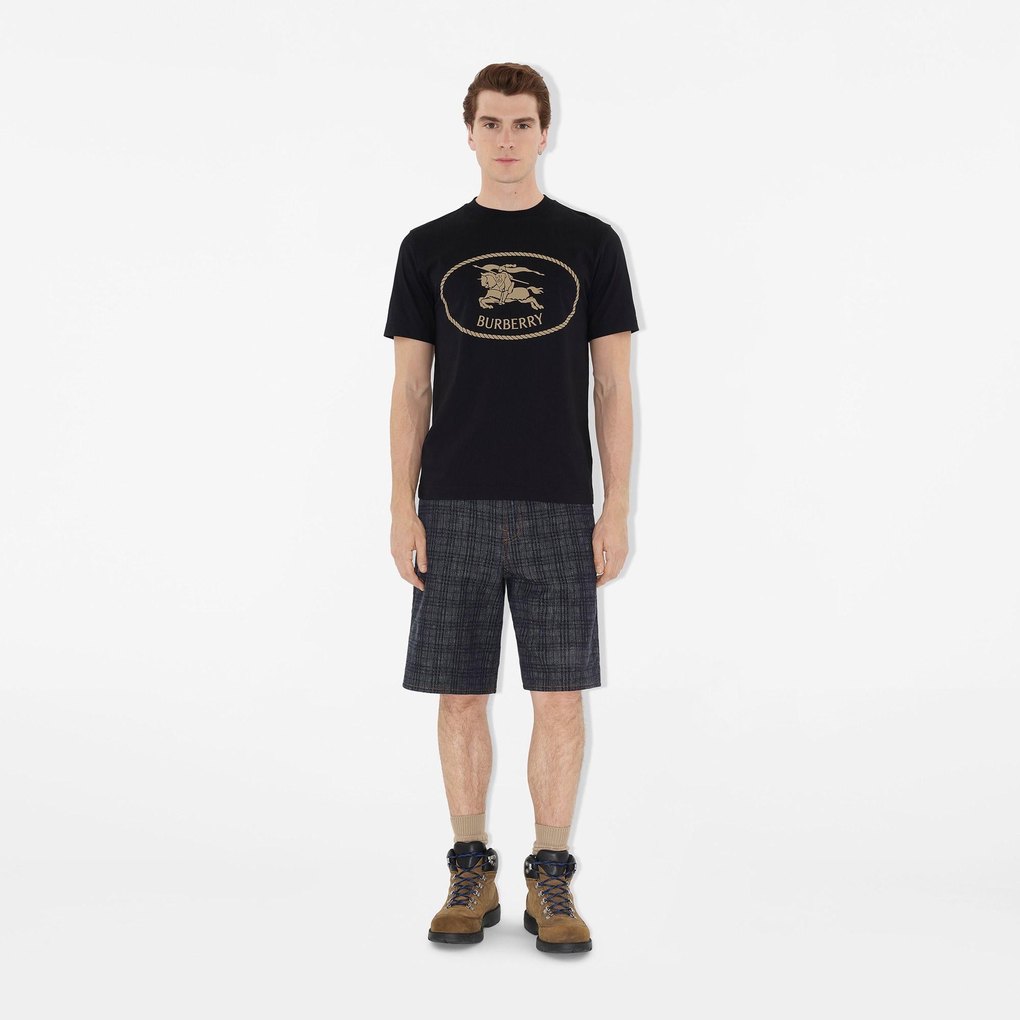Burberry Seth Knight Stamp Cotton Erkek Siyah T-Shirt
