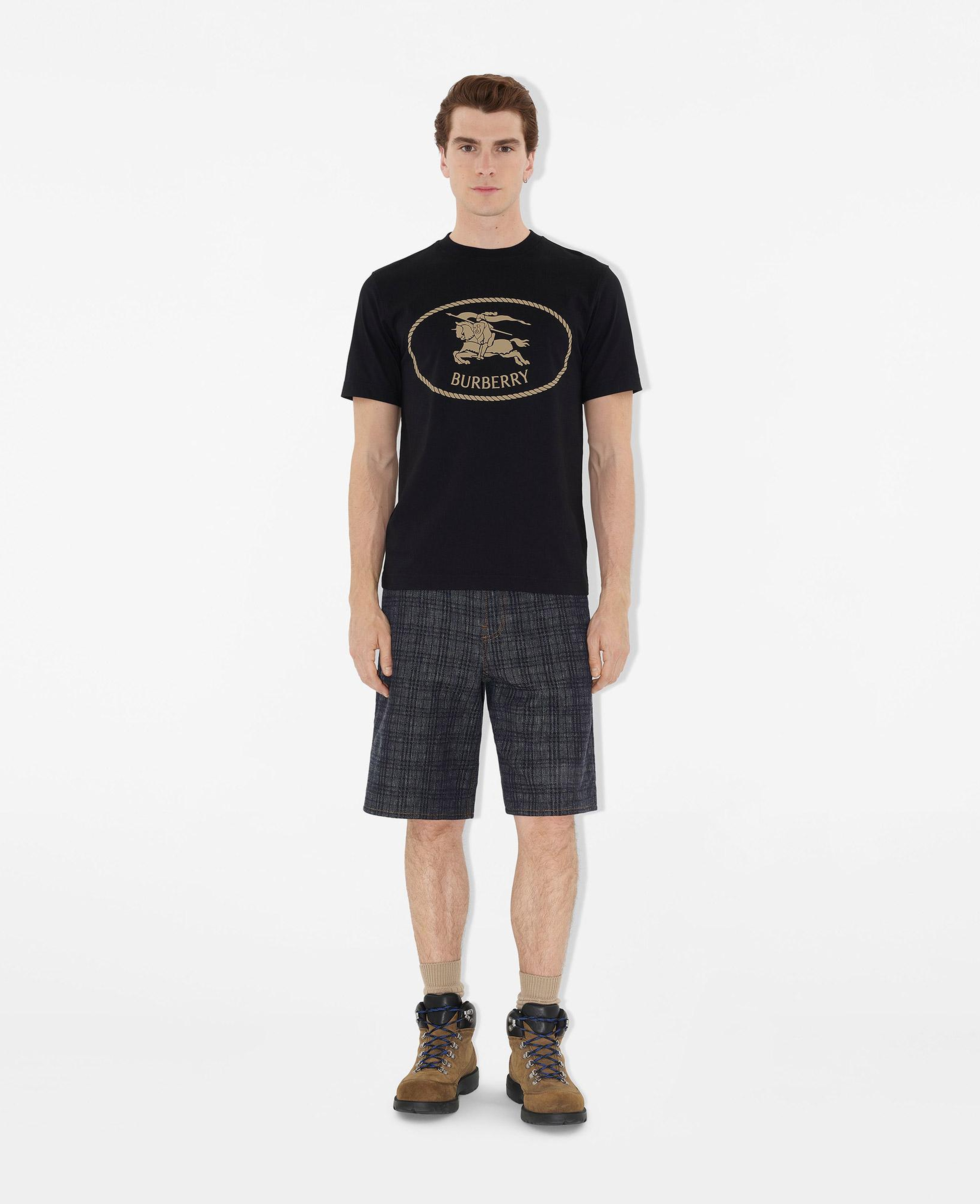 Burberry Seth Knight Stamp Cotton Erkek Siyah T-Shirt