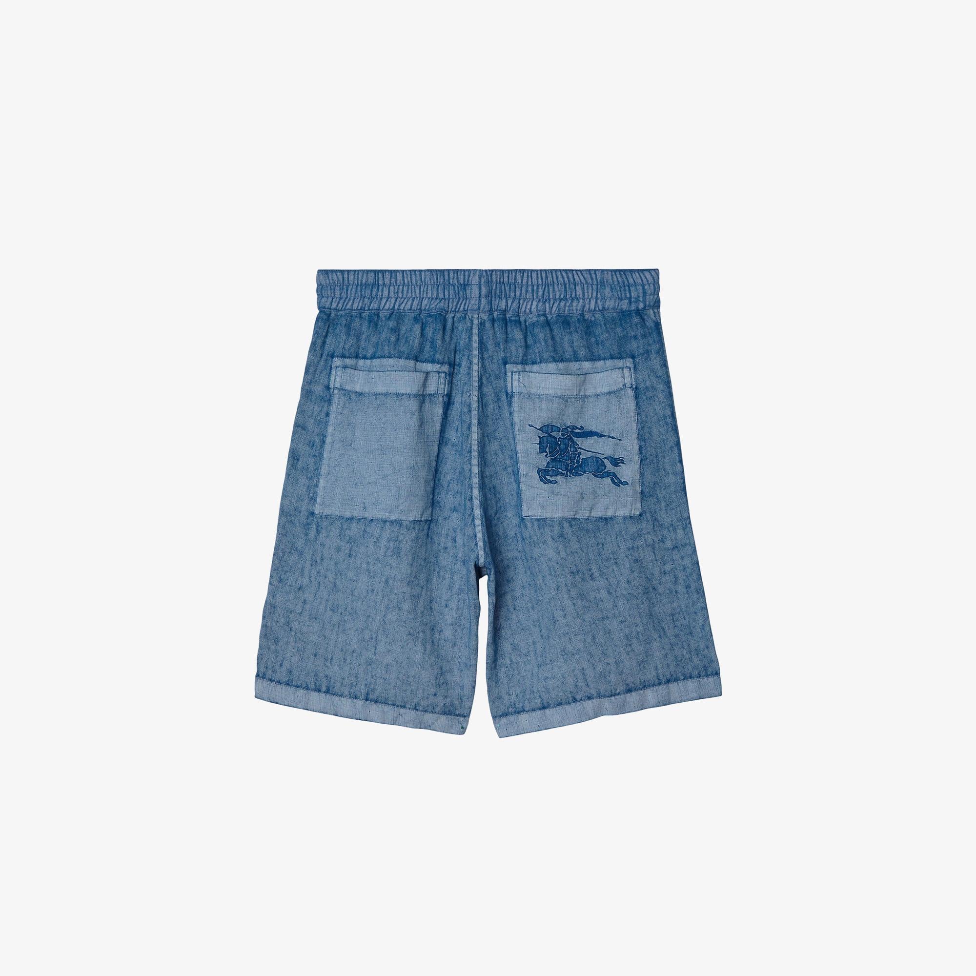 Burberry Erkek Lacivert Linen Şort