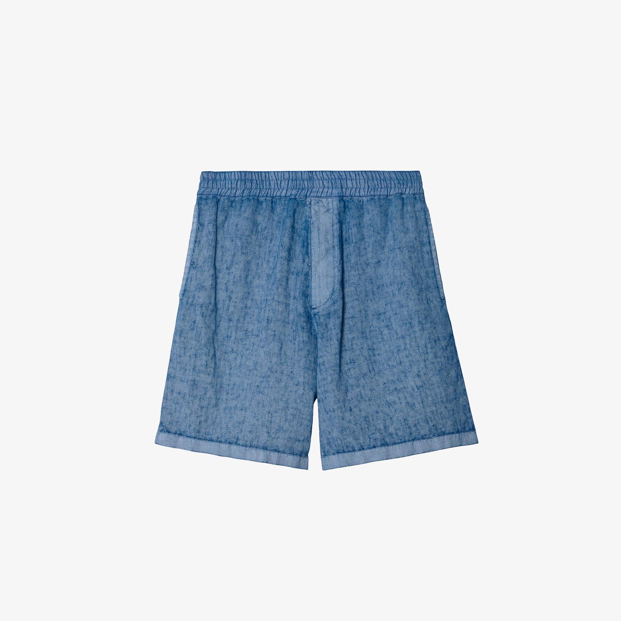 Burberry Erkek Lacivert Linen Şort