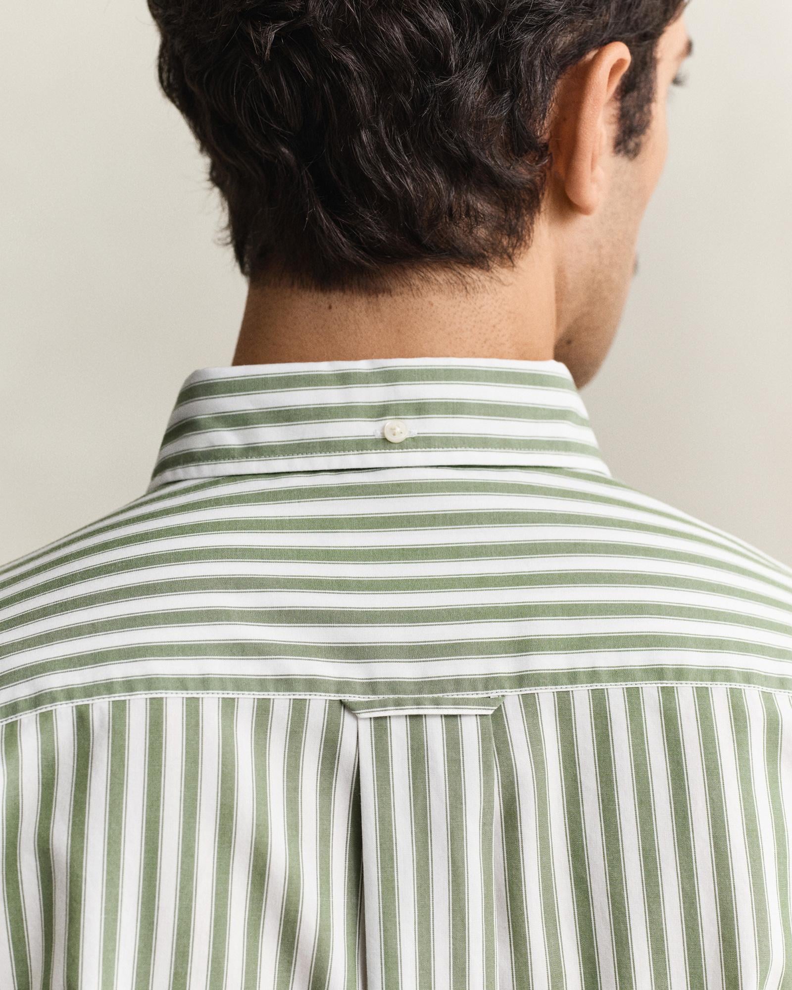 GANT Erkek Yeşil Regular Fit Çizgili Logolu Gömlek