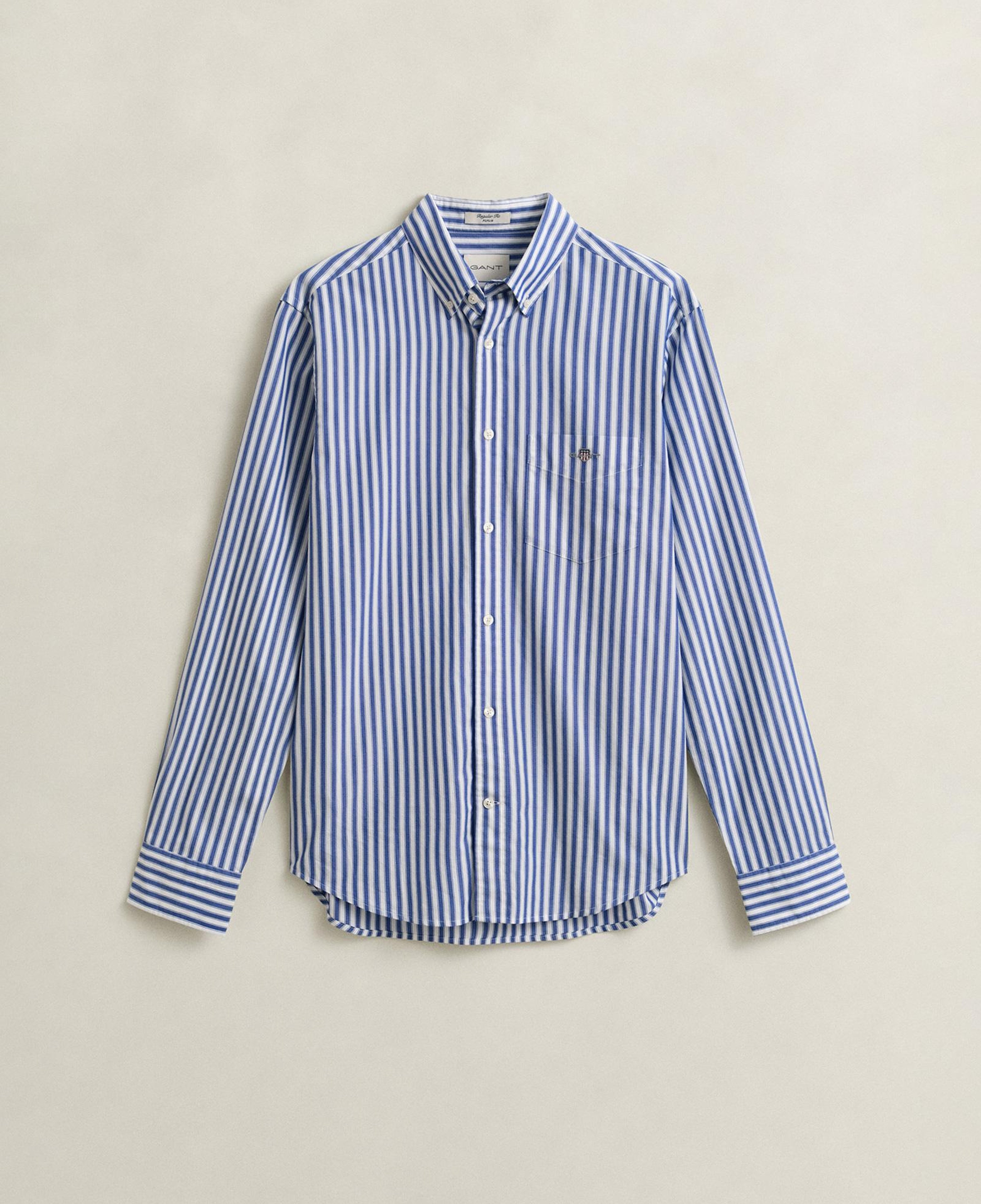 GANT Erkek Mavi Regular Fit Çizgili Logolu Gömlek