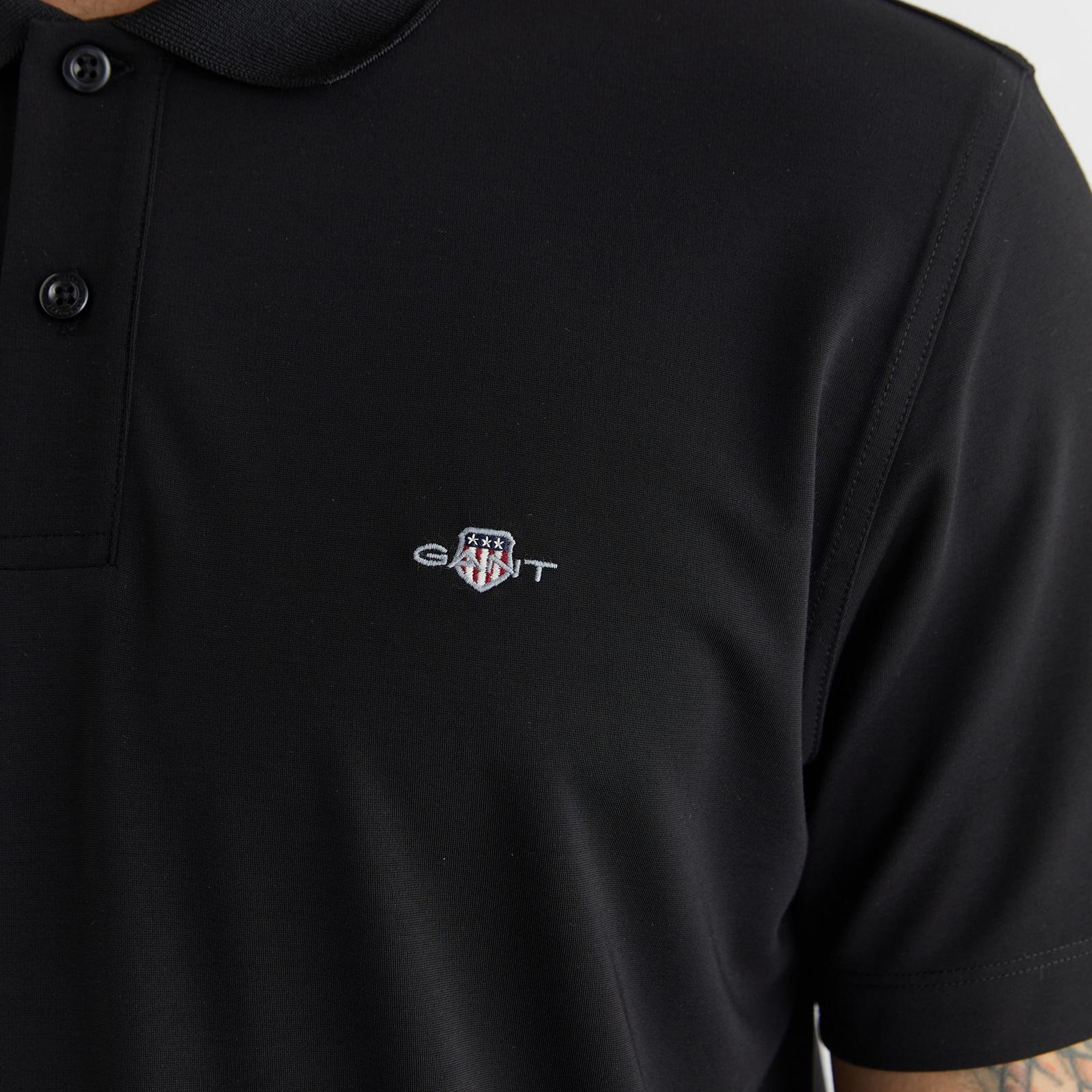 GANT Erkek Siyah Regular Fit Logolu Polo Yaka T-Shirt