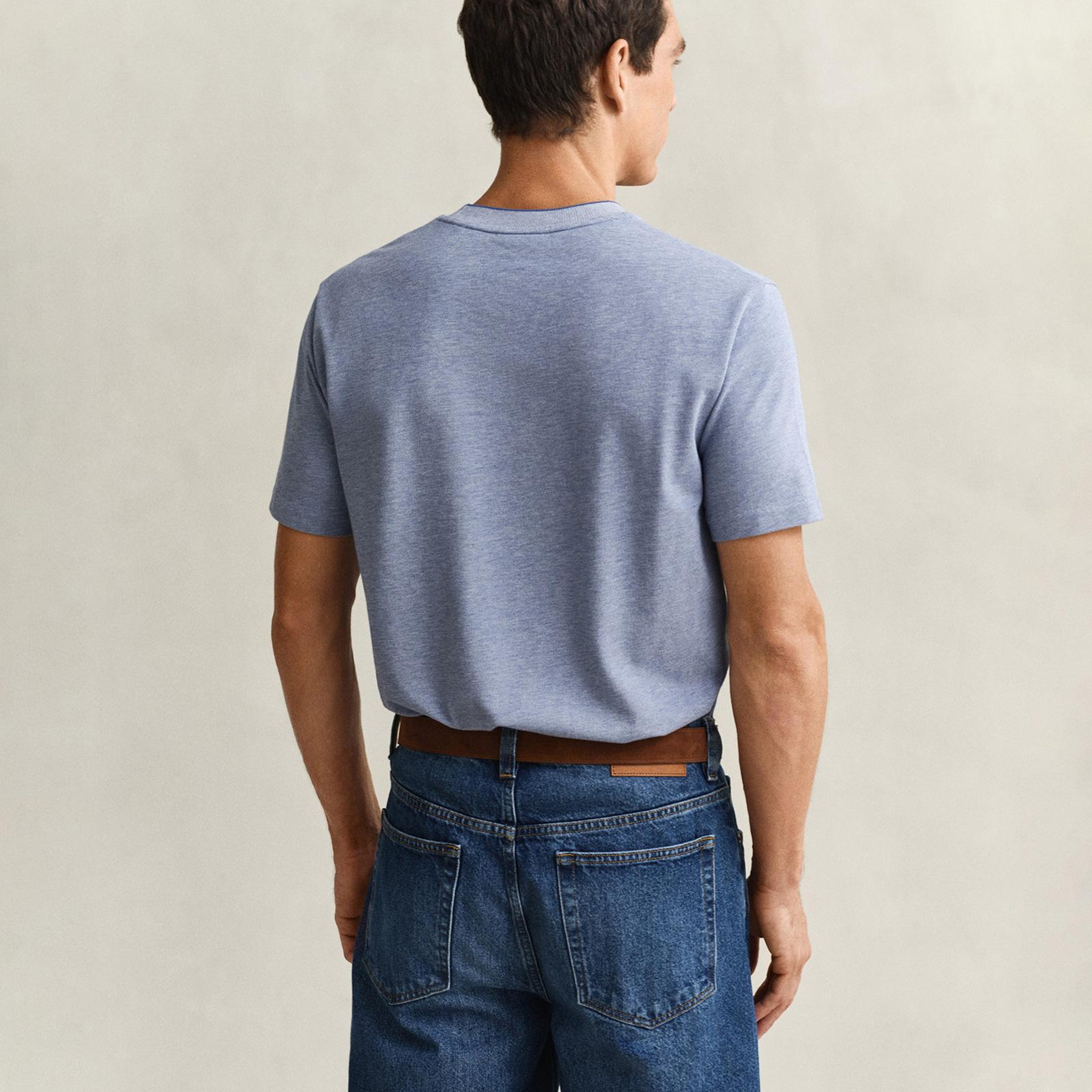 GANT Erkek Mavi Bisiklet Yaka Regular Fit T-Shirt