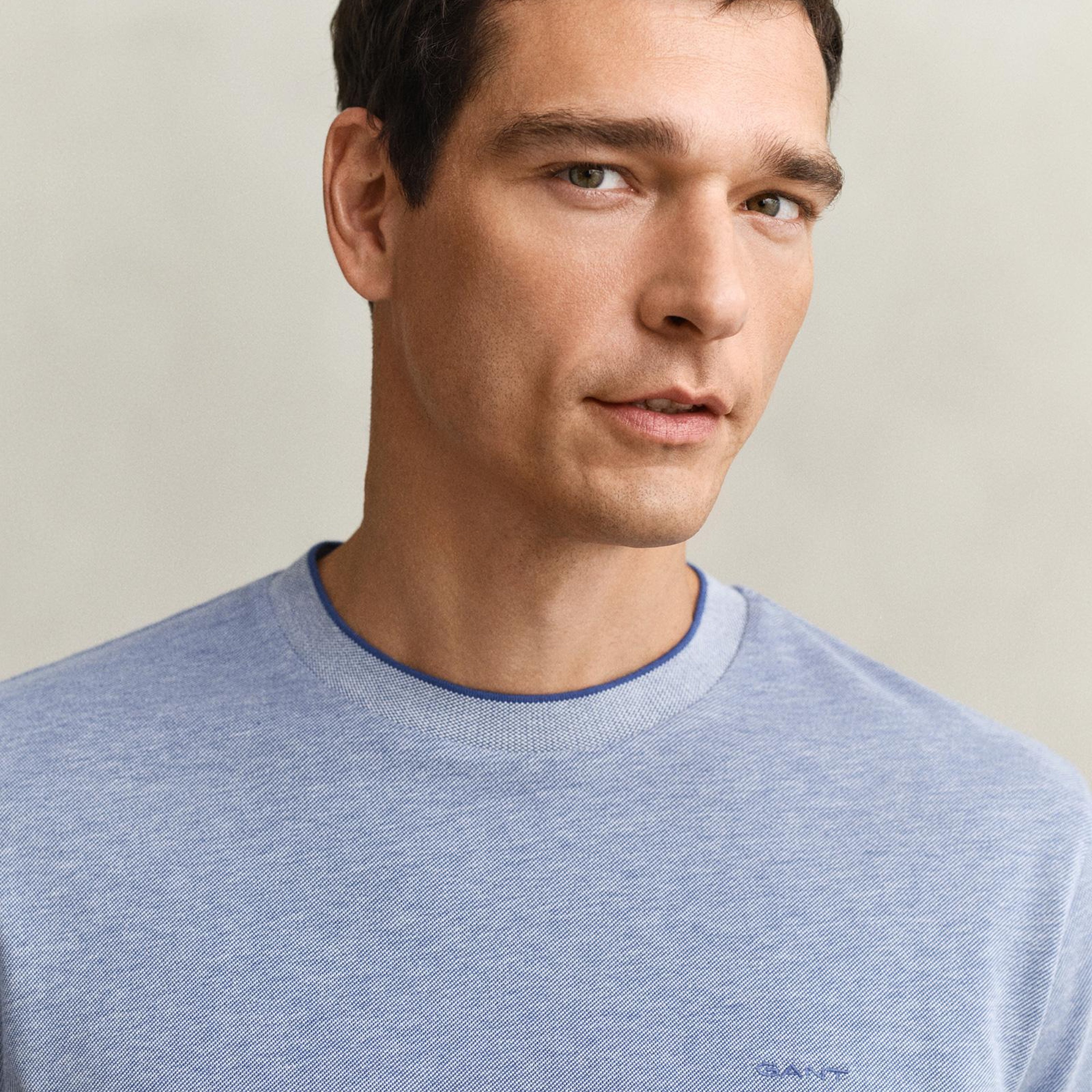 GANT Erkek Mavi Bisiklet Yaka Regular Fit T-Shirt